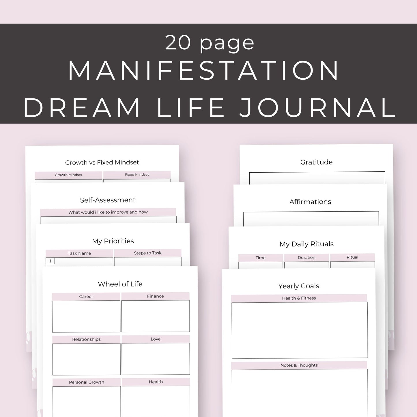 Manifest Your Dream Life Journal | 20 Pages of Guided Manifestation & Goal Setting