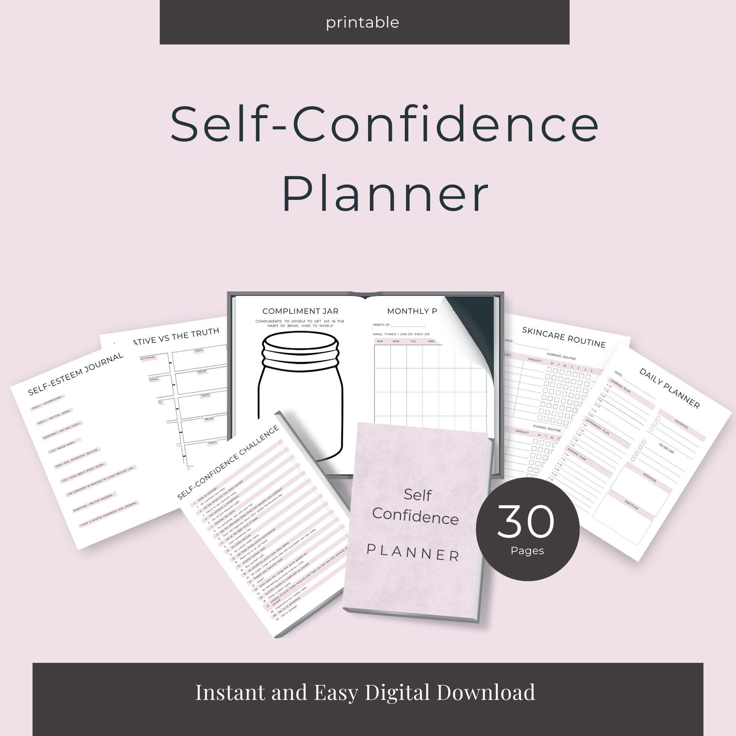 30-Page Self Confidence Planner: Journals, Challenges & Positive Mindset Tools