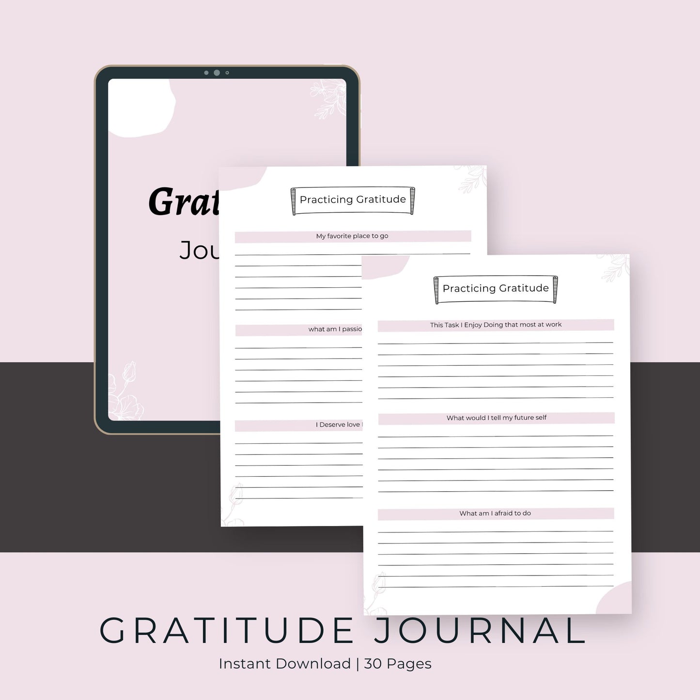 30-Page Gratitude Journal | Daily Prompts, Self-Reflection & Habit Tracking