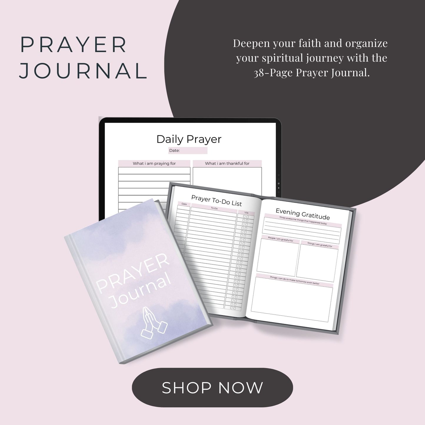 38-Page Prayer Journal | Faith and Gratitude Planner for Daily Devotionals