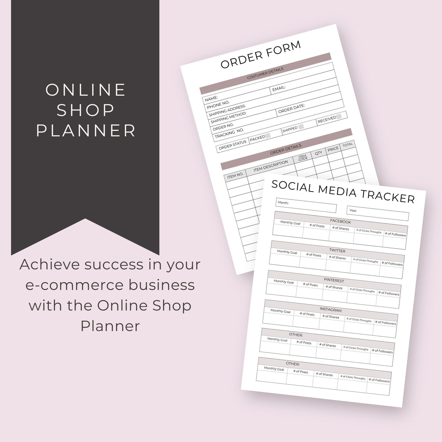 Online Shop Planner – 37-Page Printable Organizer for E-Commerce Success