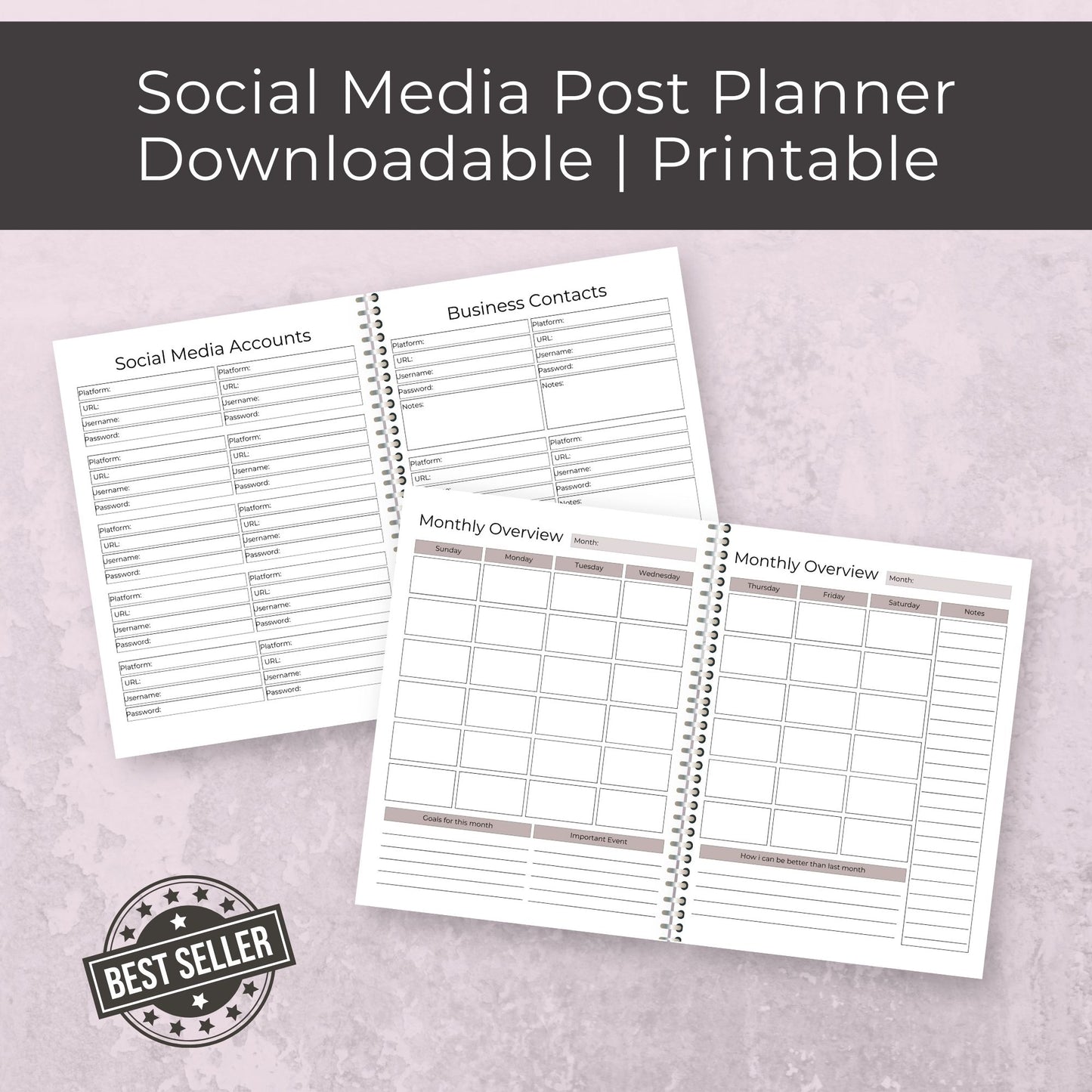 Social Media Post Planner | Content Planner for Small Business | Digital Download