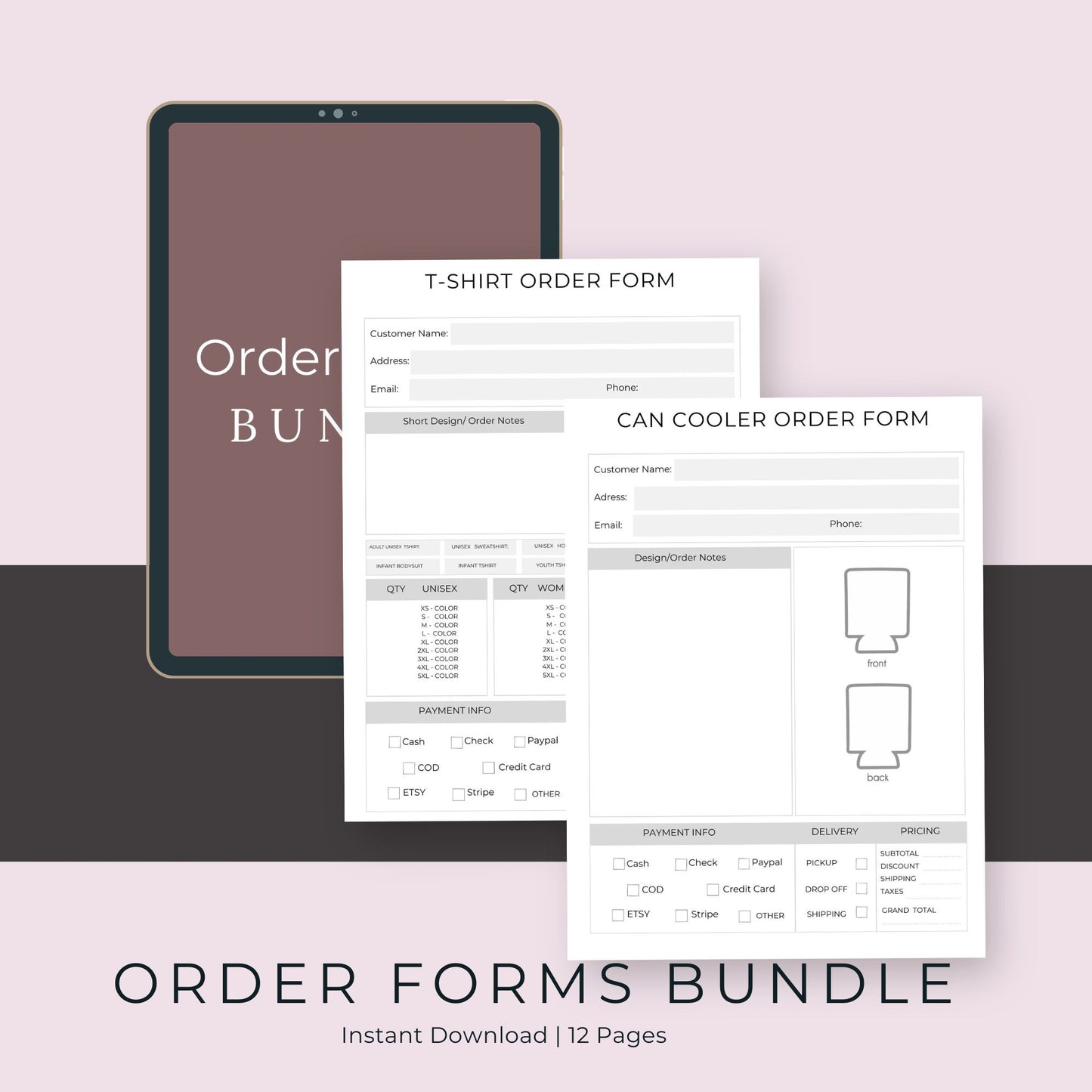 Order Forms Bundle – 12 Printable Custom Order Templates for Small Businesses