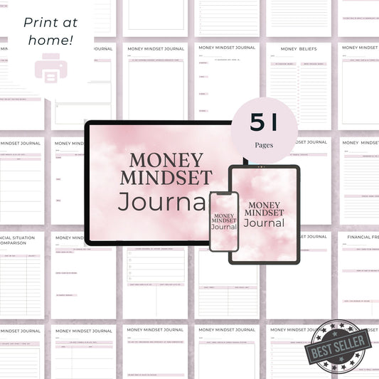 51-Page Money Mindset Journal | Financial Freedom & Wealth Building Planner