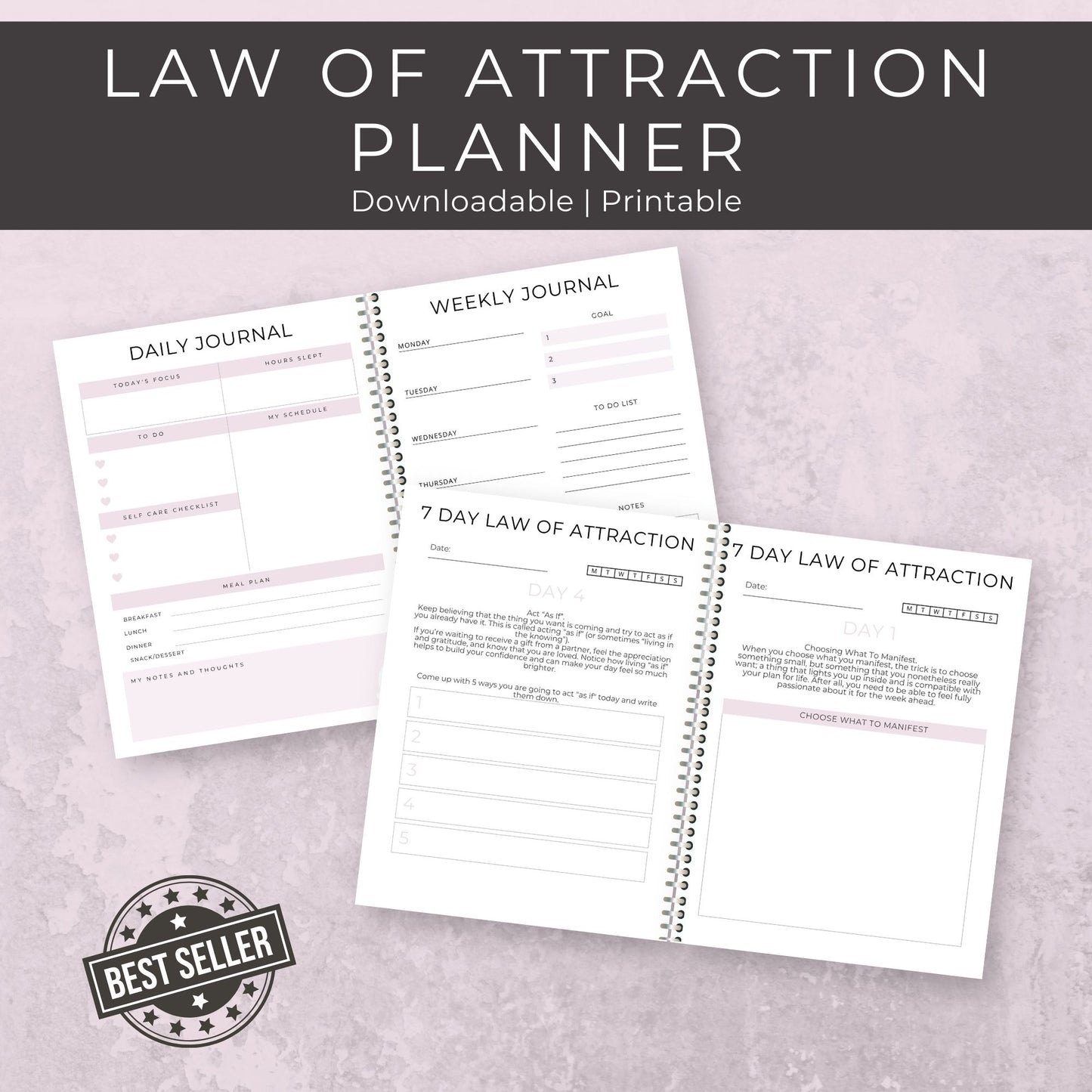 40-Page Law of Attraction Journal | Manifestation Workbook for Intentions, Gratitude, and Abundance