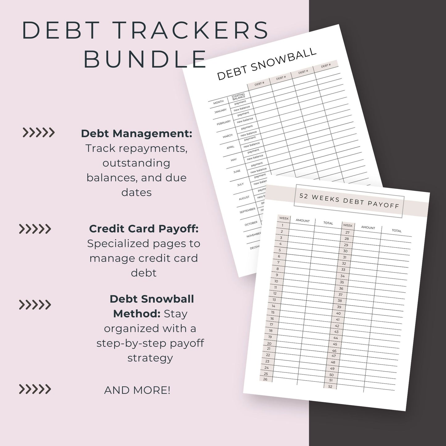 Debt Trackers Bundle – 12 Pages for Managing and Paying Off Debt