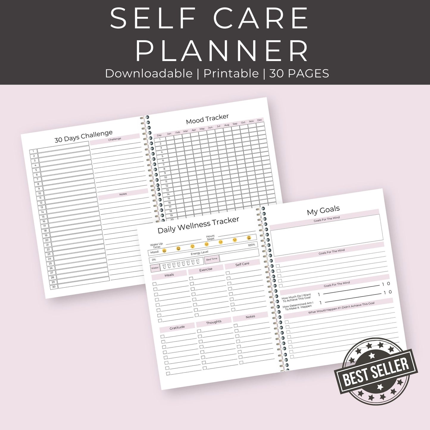 Self-Care Planner Version 2 – 30-Page Printable for Wellness & Positivity