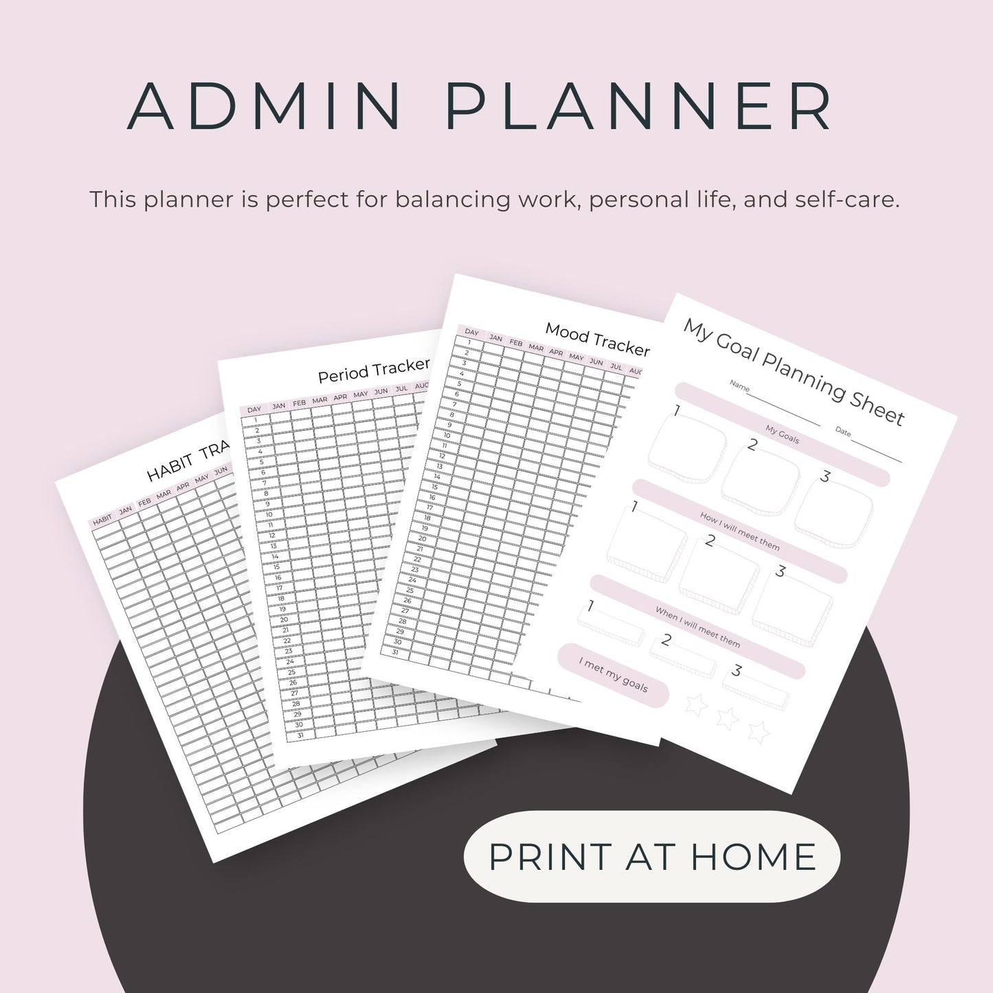 Admin Planner – 29-Page All-in-One Printable for Organization & Wellness