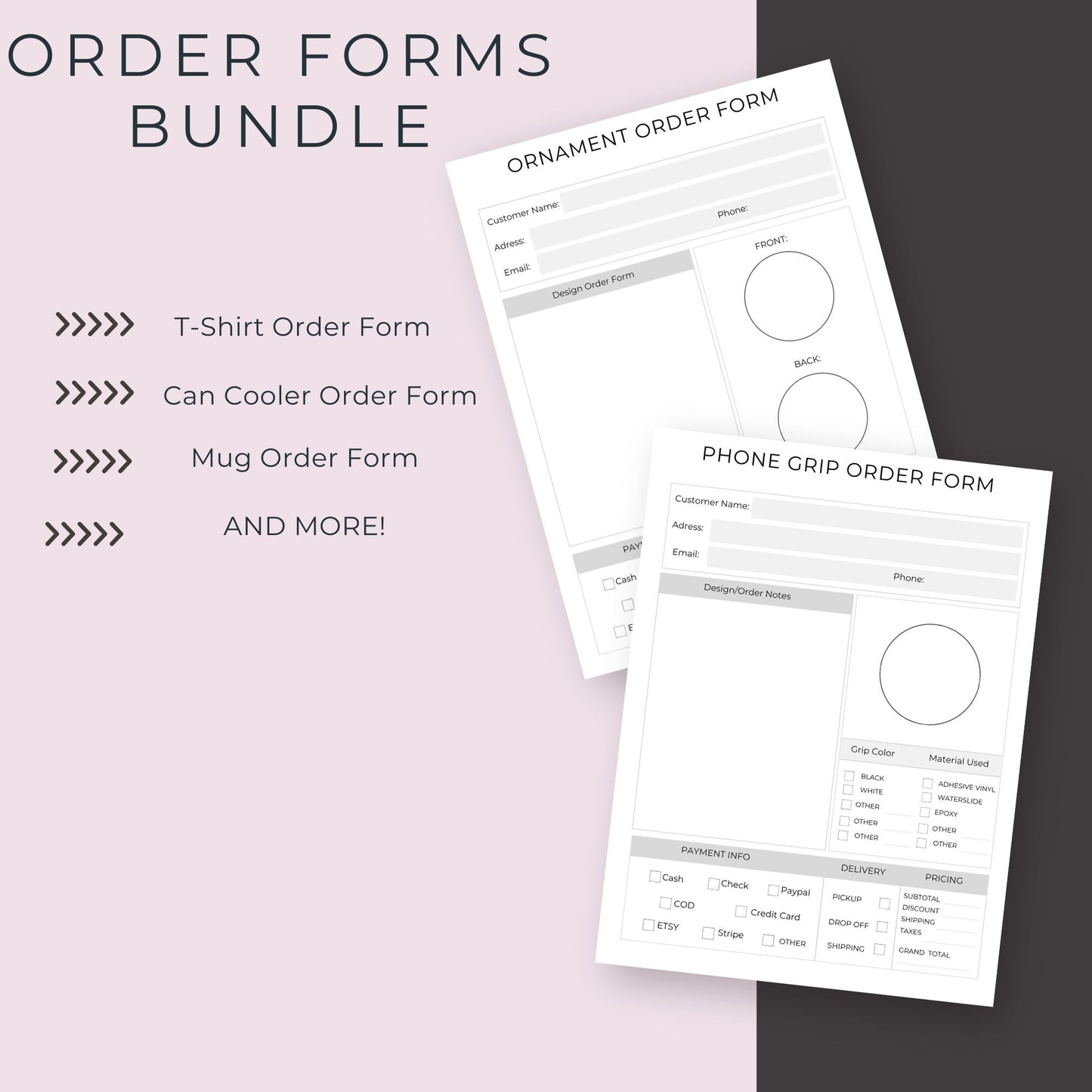 Order Forms Bundle – 12 Printable Custom Order Templates for Small Businesses