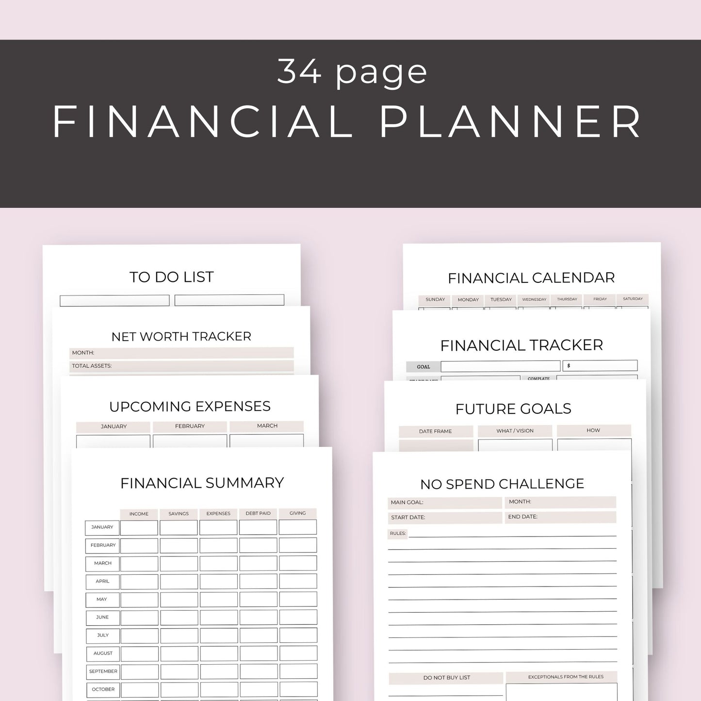 Financial Planner – 34 Pages of Comprehensive Budget and Savings Tools