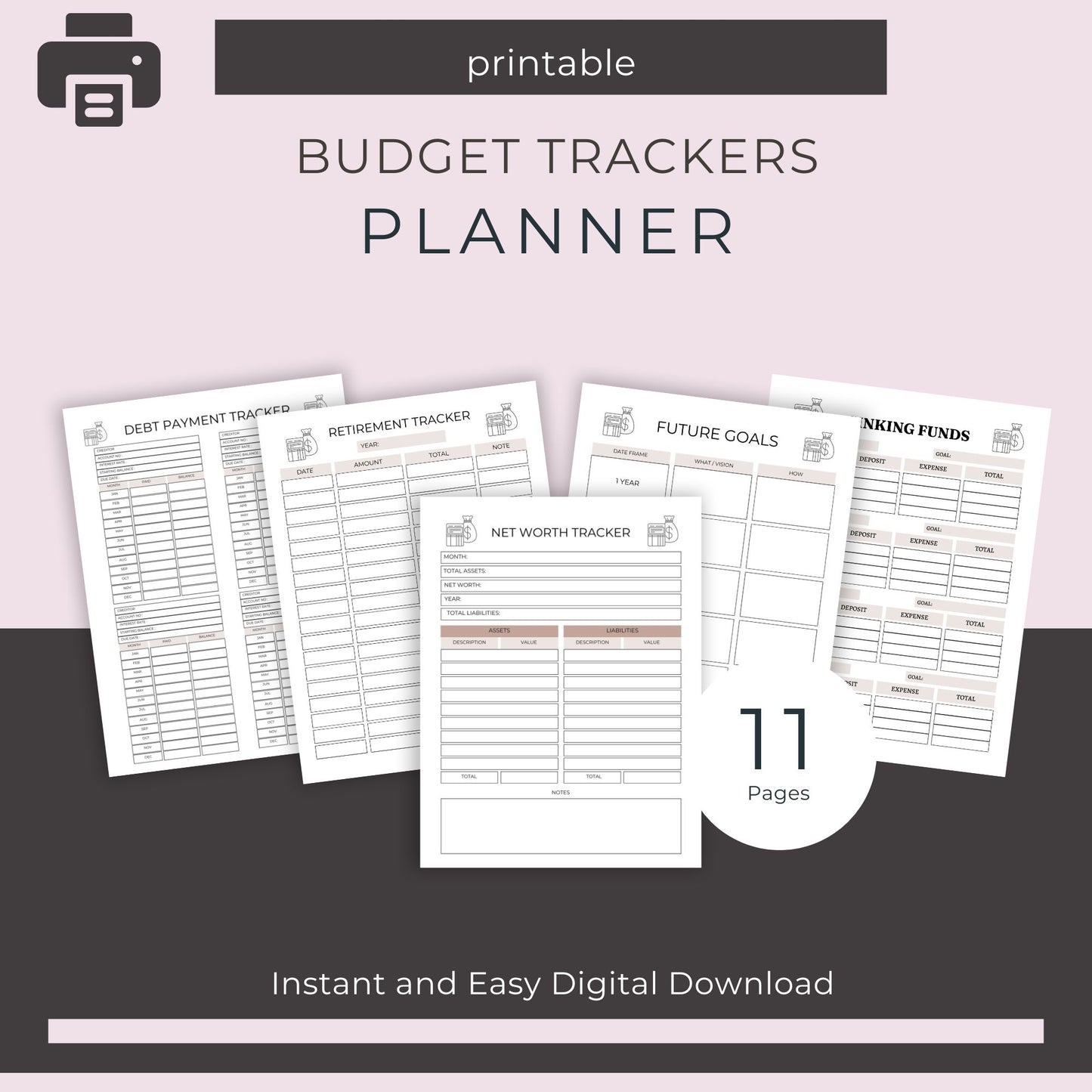 Budget Trackers Planner – 11 Essential Pages for Smart Money Management