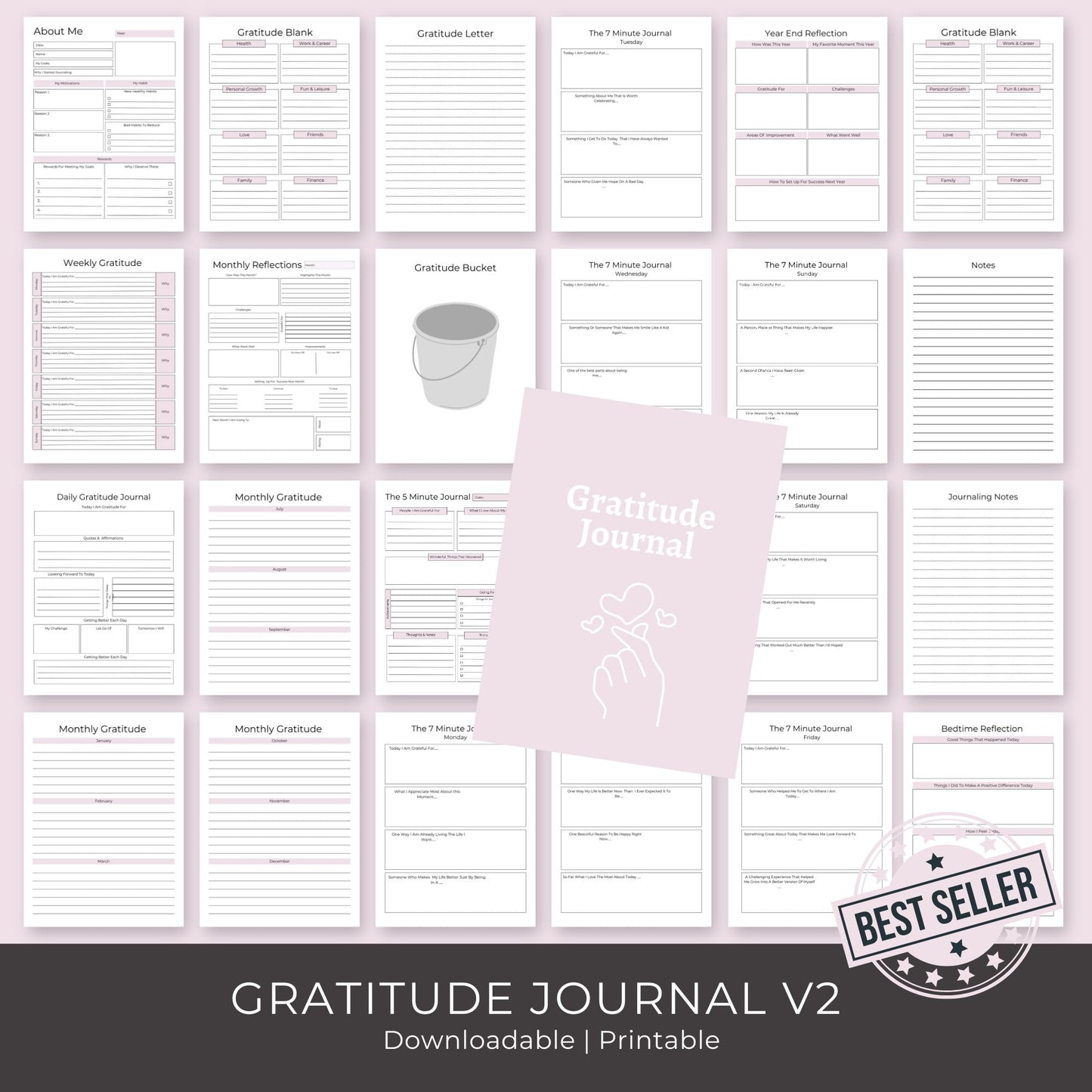 Gratitude Journal V2 | 24-Page Daily, Weekly, and Monthly Gratitude Planner