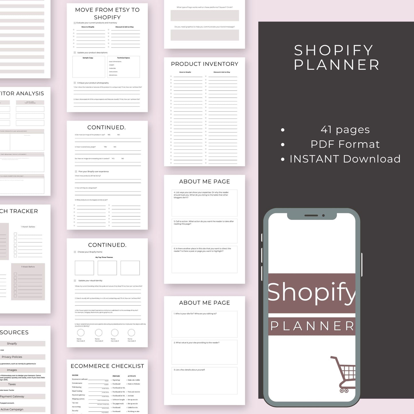 Shopify Planner – 41-Page Printable Business Organizer for Shopify Sellers