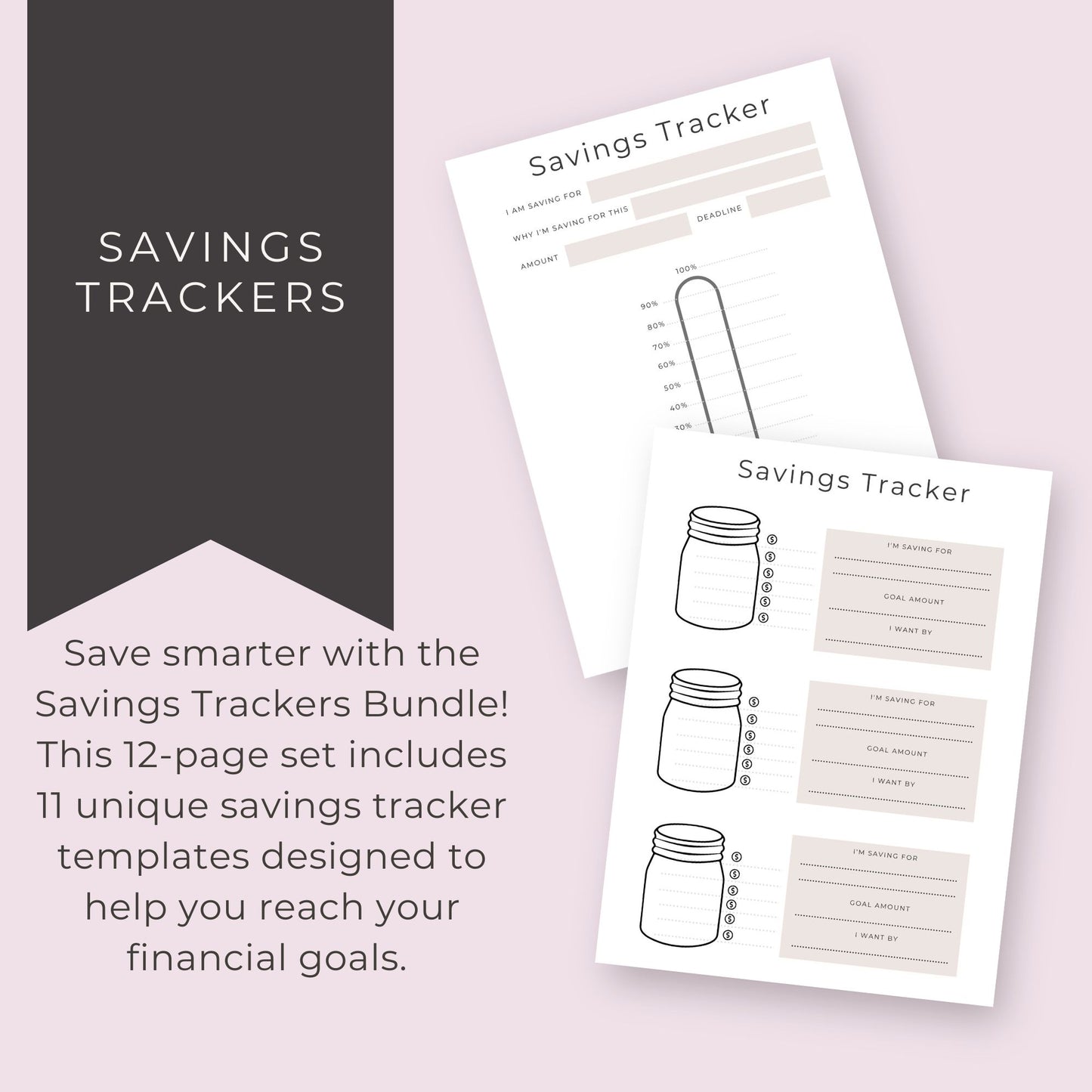 Savings Trackers Bundle – 12 Unique Templates for Financial Goals