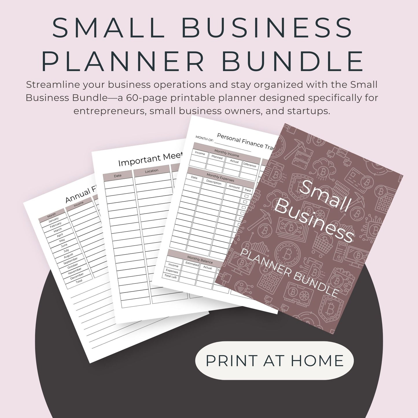 Small Business Bundle – 60-Page Printable Planner for Entrepreneurs & Startups