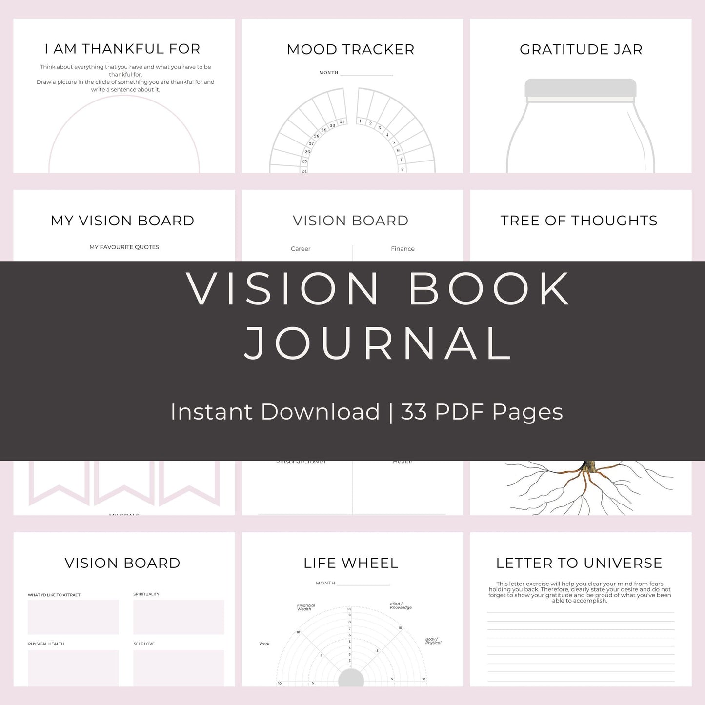 Vision Book Journal | 33-Page Guided Self-Reflection and Goal-Setting Workbook