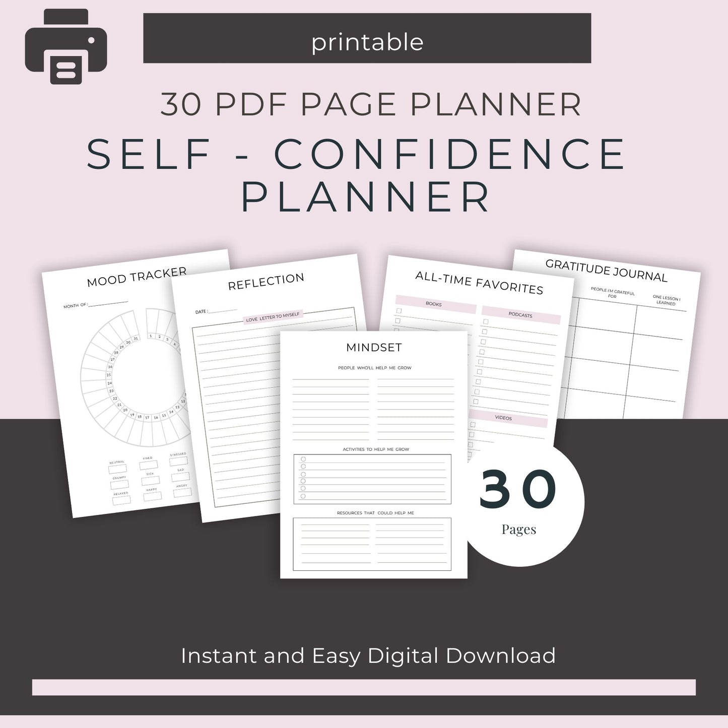 30-Page Self Confidence Planner: Journals, Challenges & Positive Mindset Tools