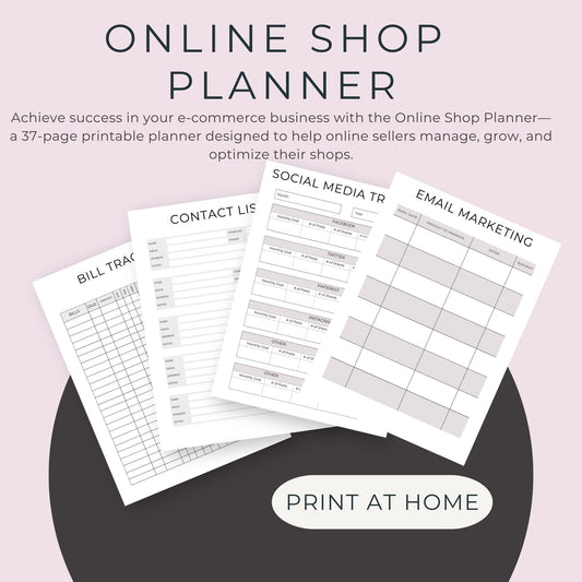 Online Shop Planner – 37-Page Printable Organizer for E-Commerce Success