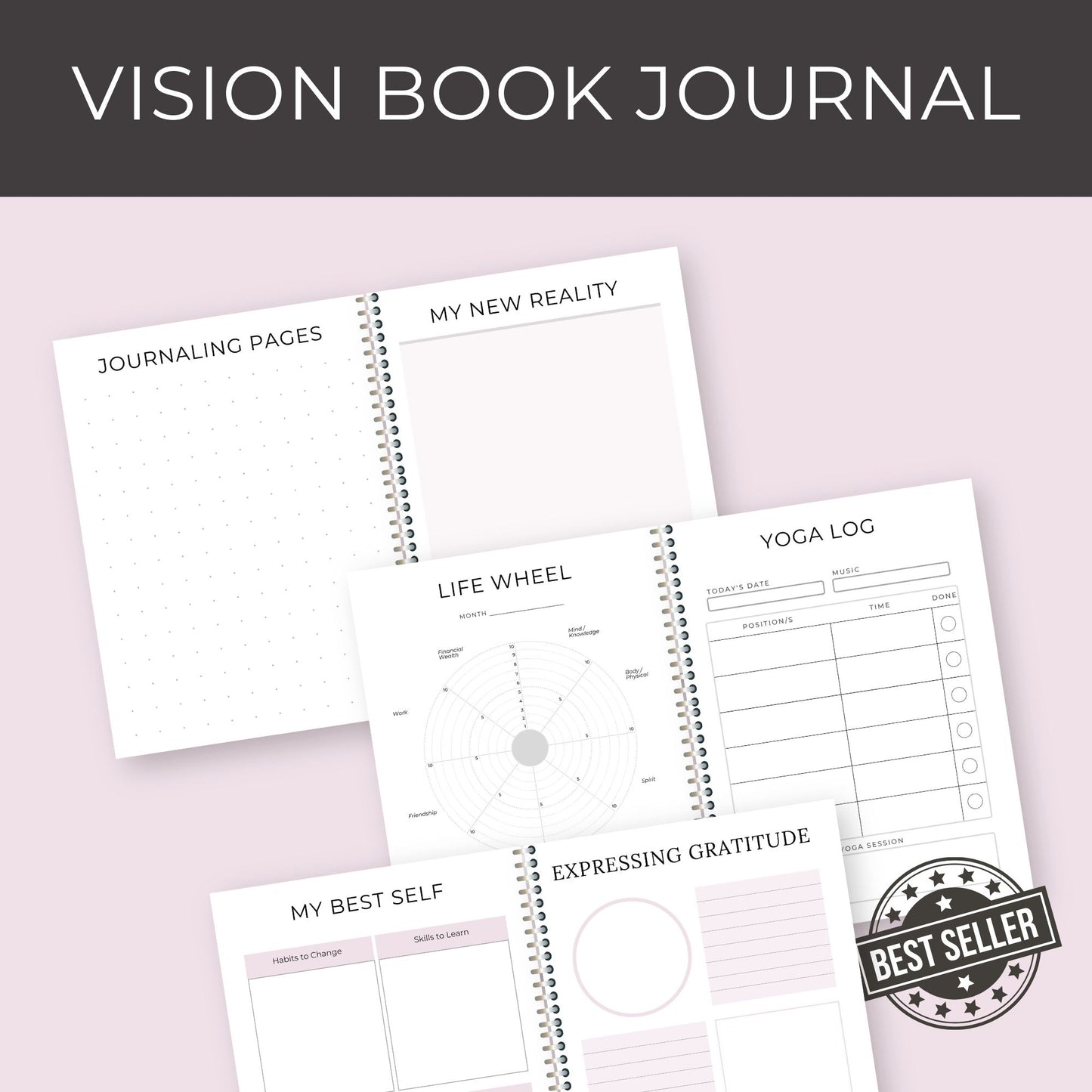 Vision Book Journal | 33-Page Guided Self-Reflection and Goal-Setting Workbook