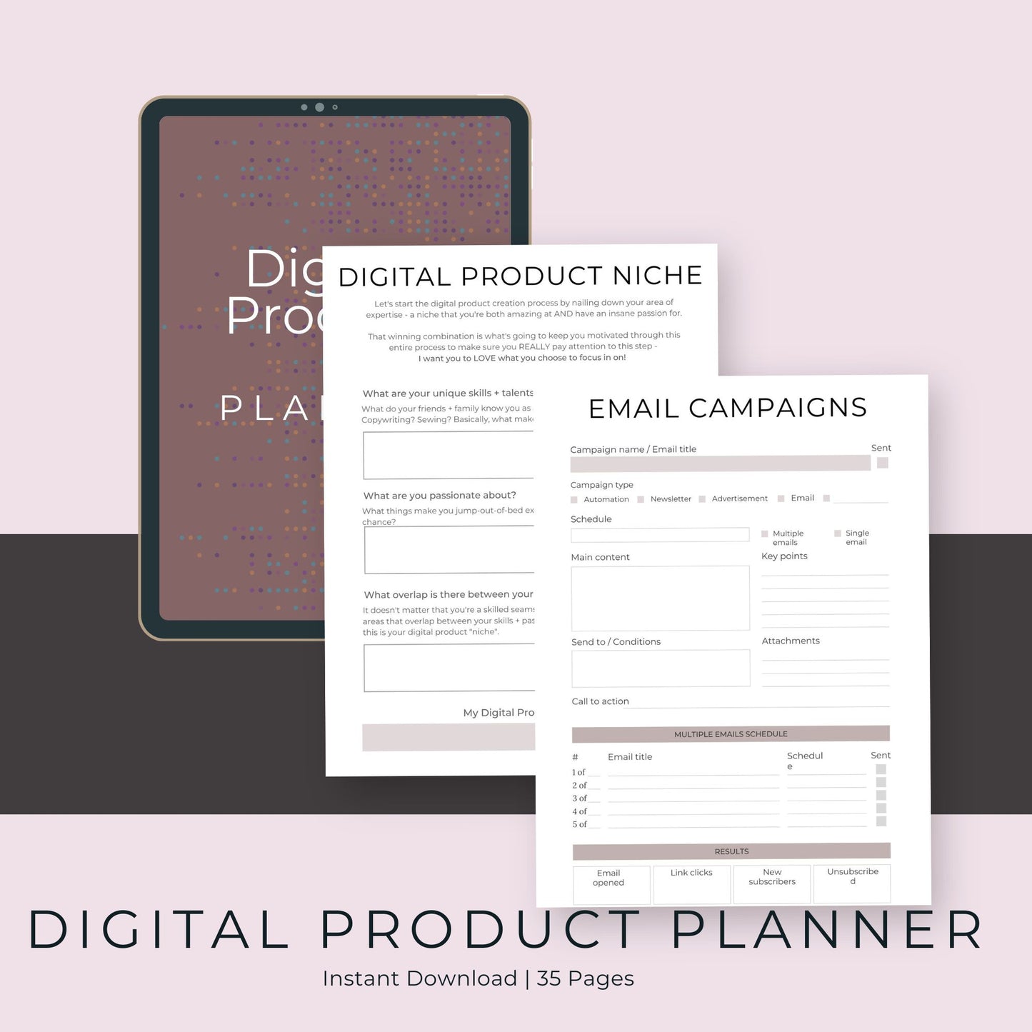 Digital Product Planner – 35-Page Printable Organizer for Creators & Entrepreneurs