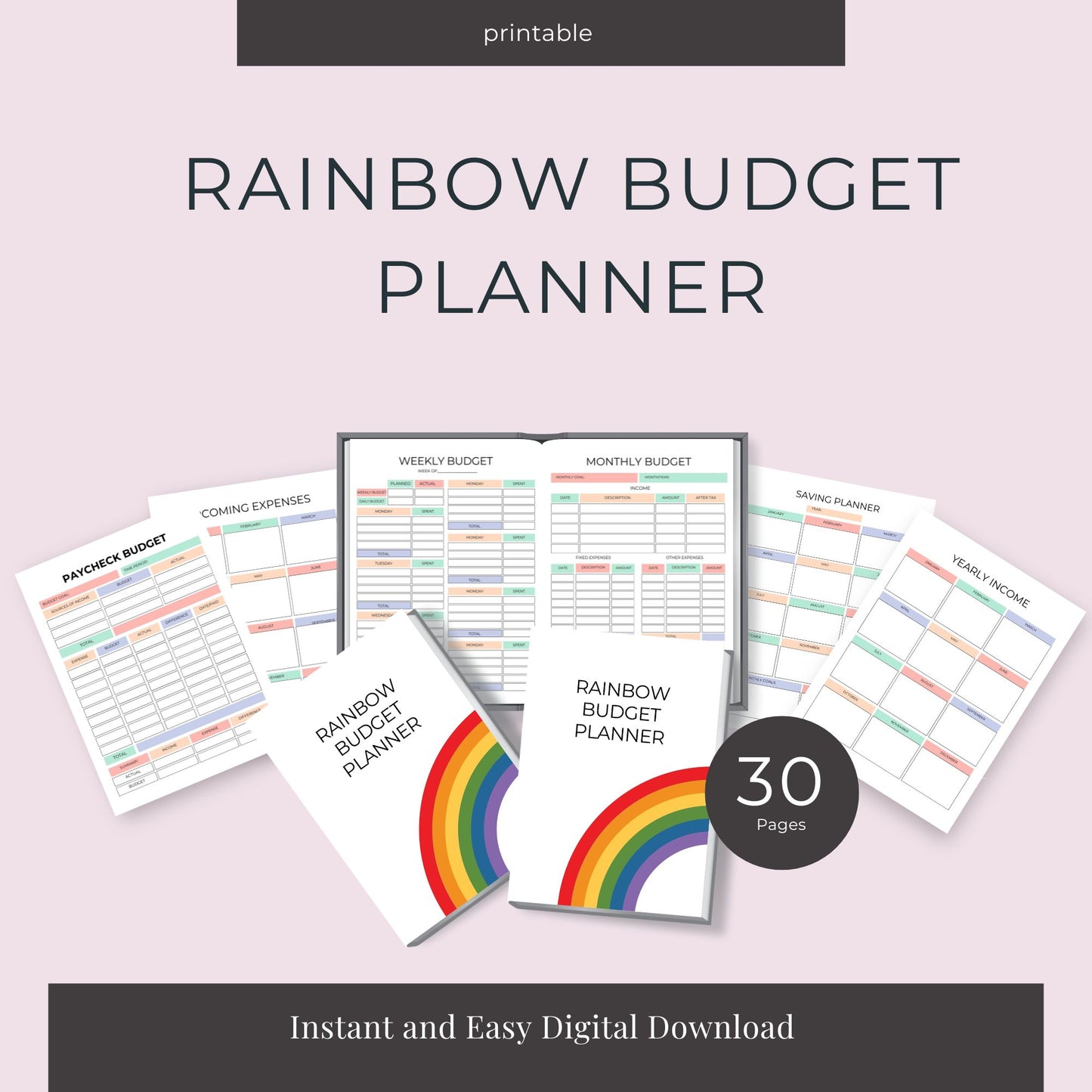 Rainbow Budget Planner – 30 Pages of Colorful Budget and Savings Printables