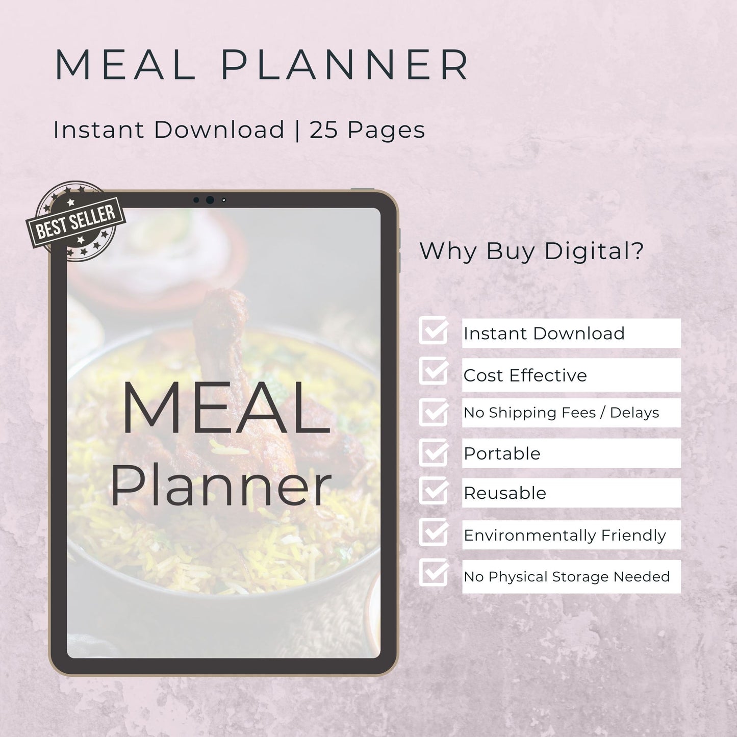 25-Page Meal Planner | Daily, Weekly, Monthly Meal Planning & Recipe Organizer