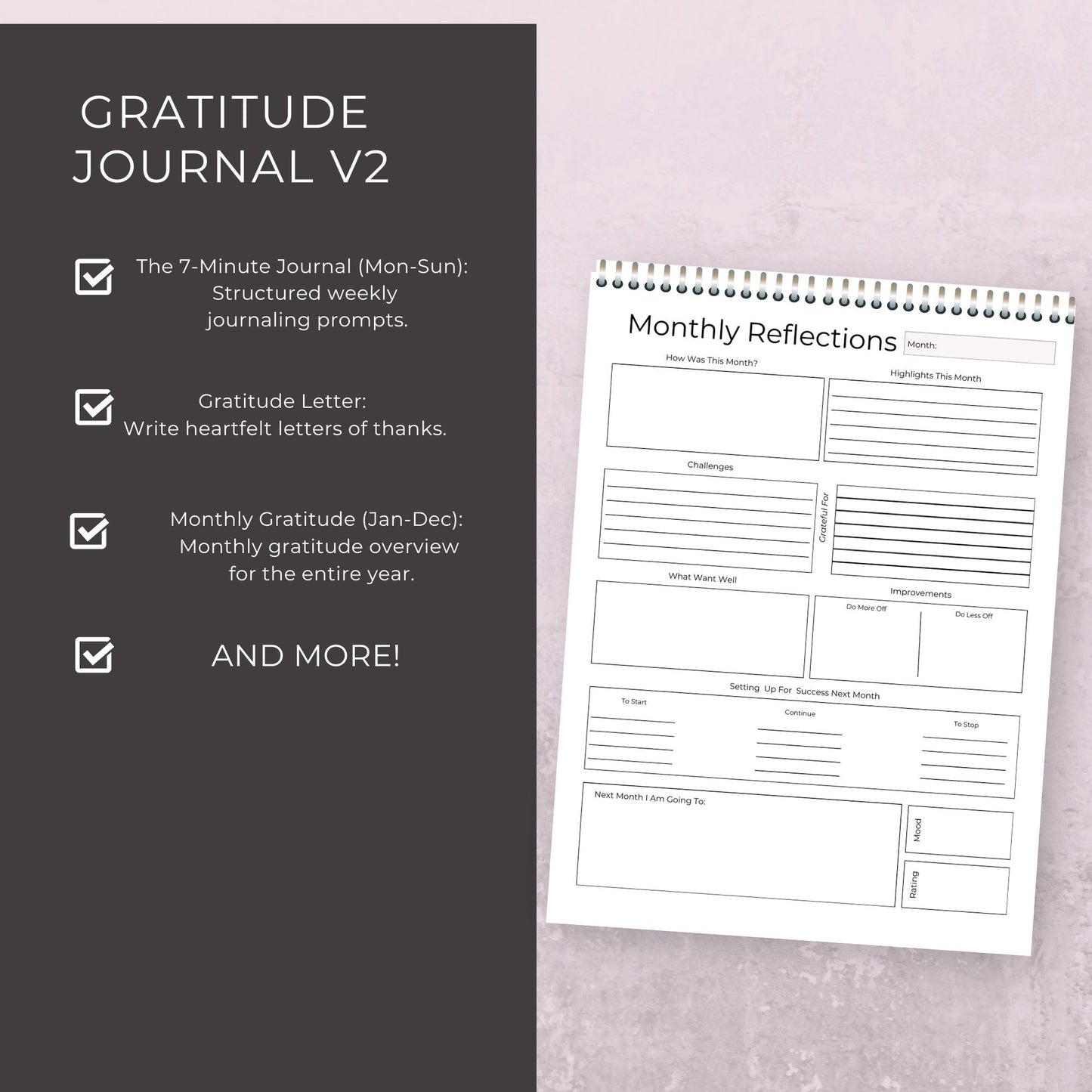 Gratitude Journal V2 | 24-Page Daily, Weekly, and Monthly Gratitude Planner