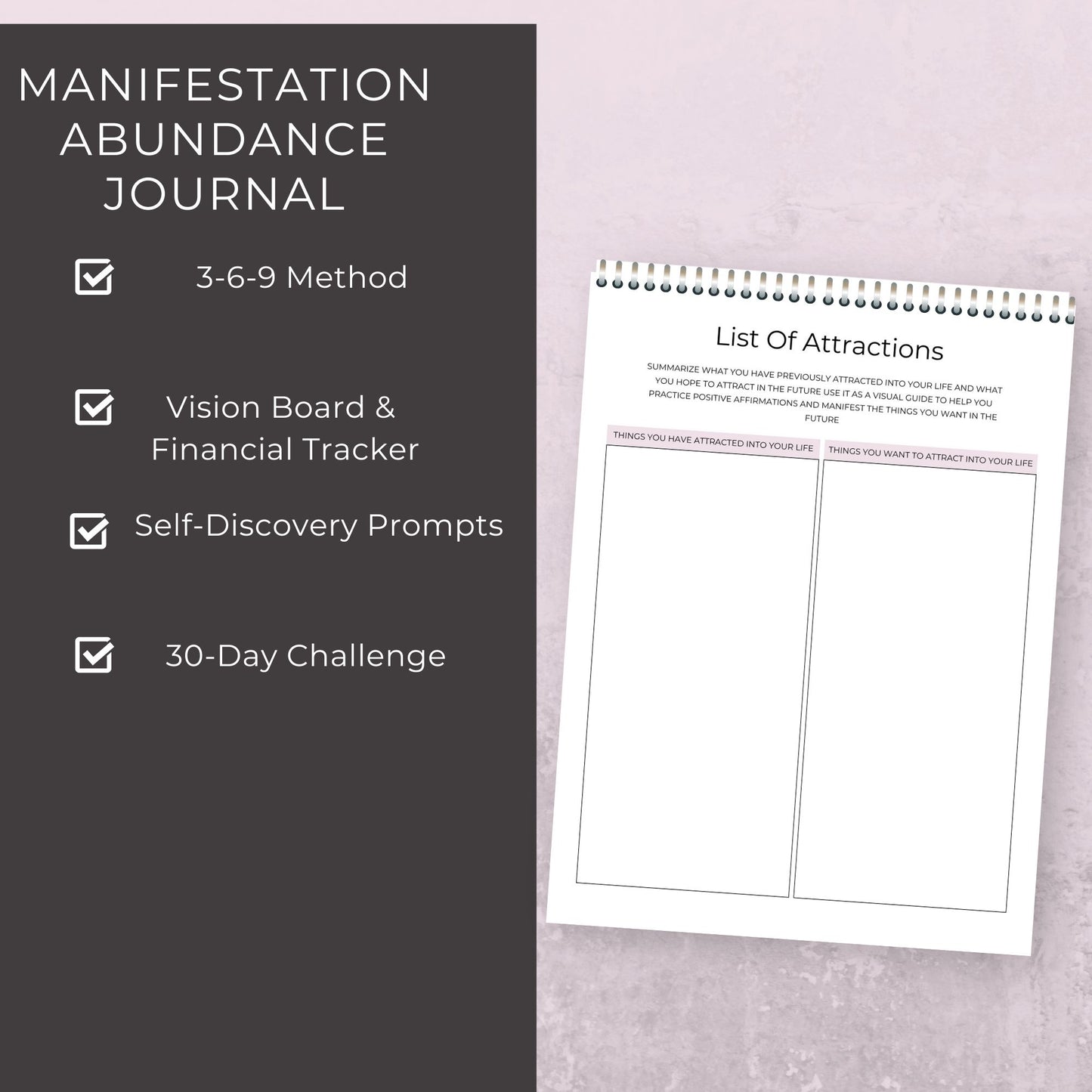 Manifestation Abundance Journal | 18-Page Law of Attraction Workbook