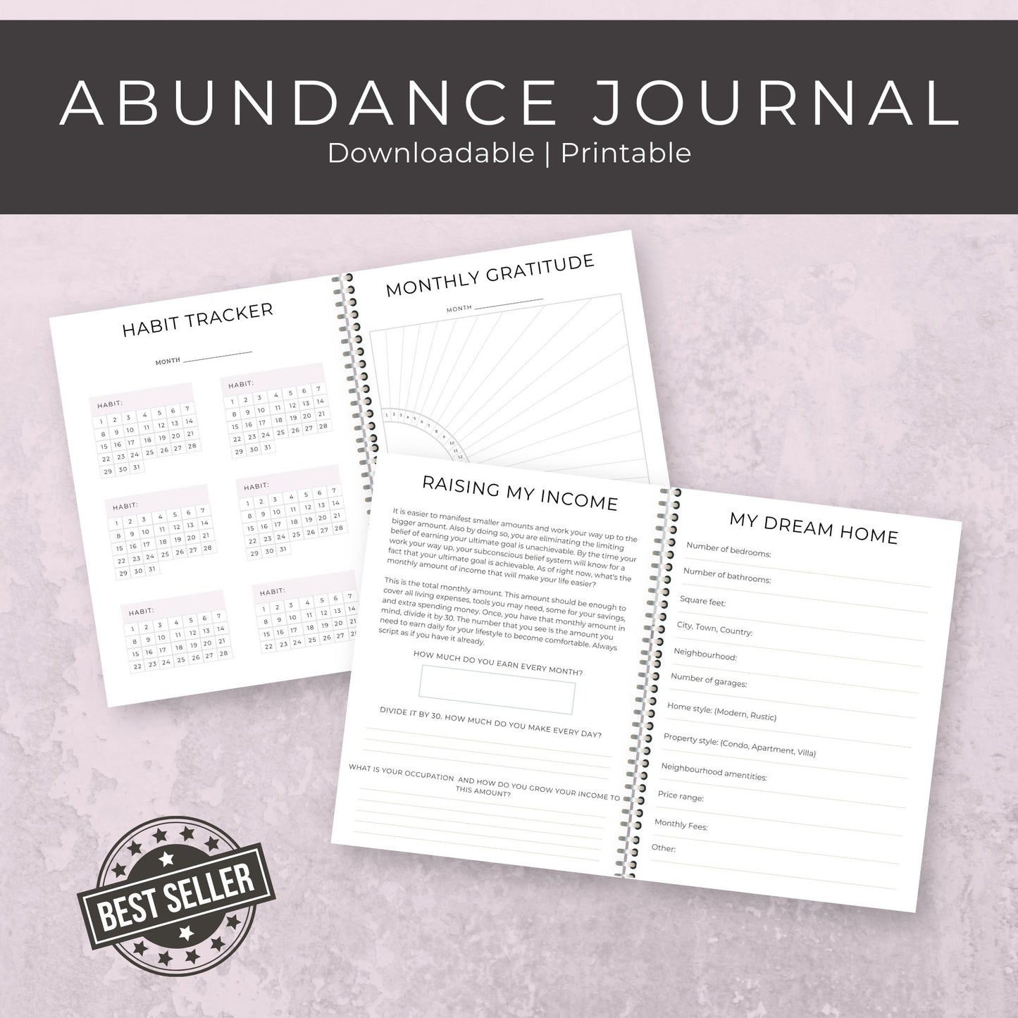 42-Page Abundance Journal | Manifestation Workbook for Wealth, Gratitude & Success"