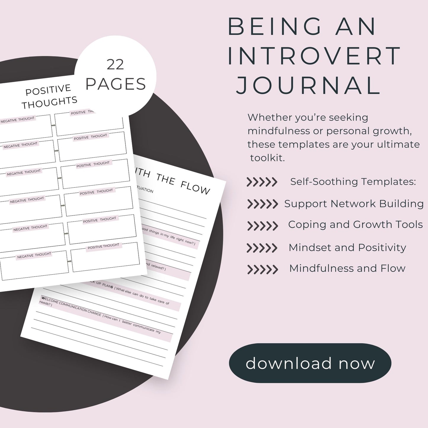 22-Page Introvert Journal Templates: Self-Soothing, Coping, and Relaxation Tools