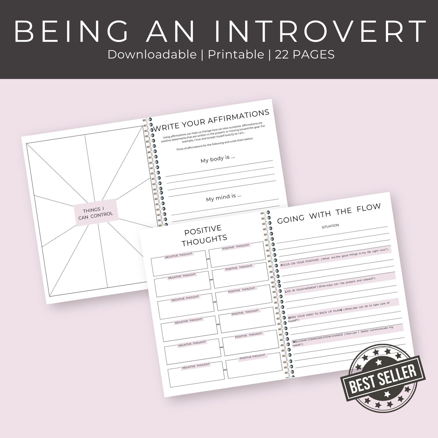 22-Page Introvert Journal Templates: Self-Soothing, Coping, and Relaxation Tools