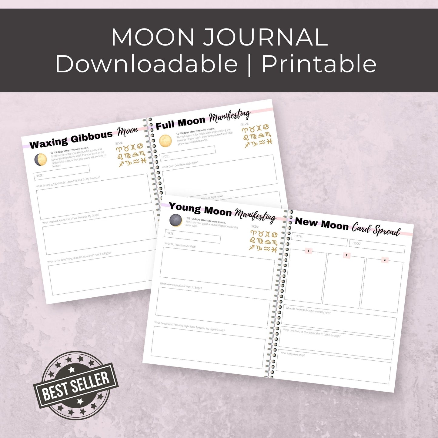 Moon Journal | 24 Pages for Manifesting, Moon Phases, and Spiritual Growth