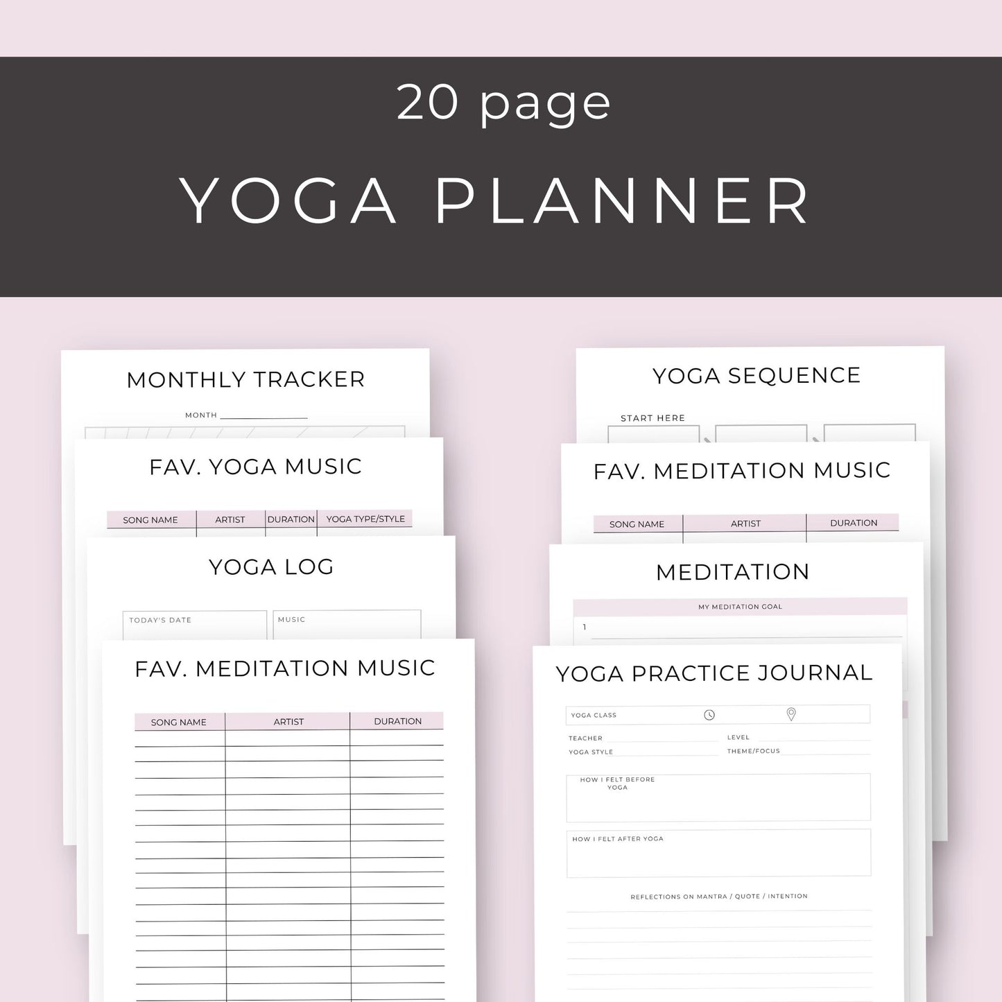 20-Page Yoga Planner | Mindfulness, Meditation & Yoga Practice Tracker