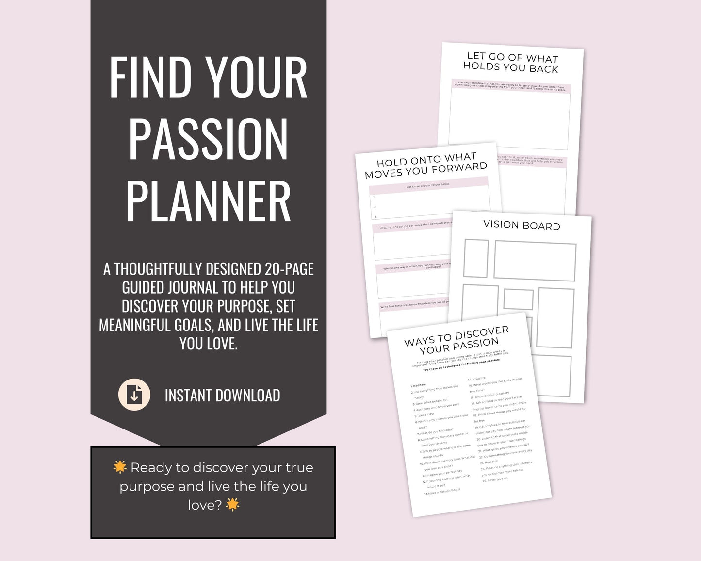 Find Your Passion Planner – 20-Page Guided Journal for Purpose and Visualization