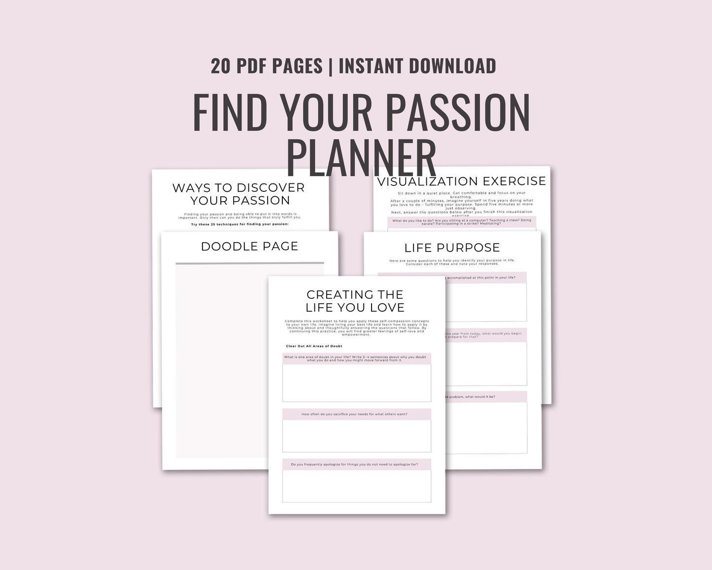 Find Your Passion Planner – 20-Page Guided Journal for Purpose and Visualization