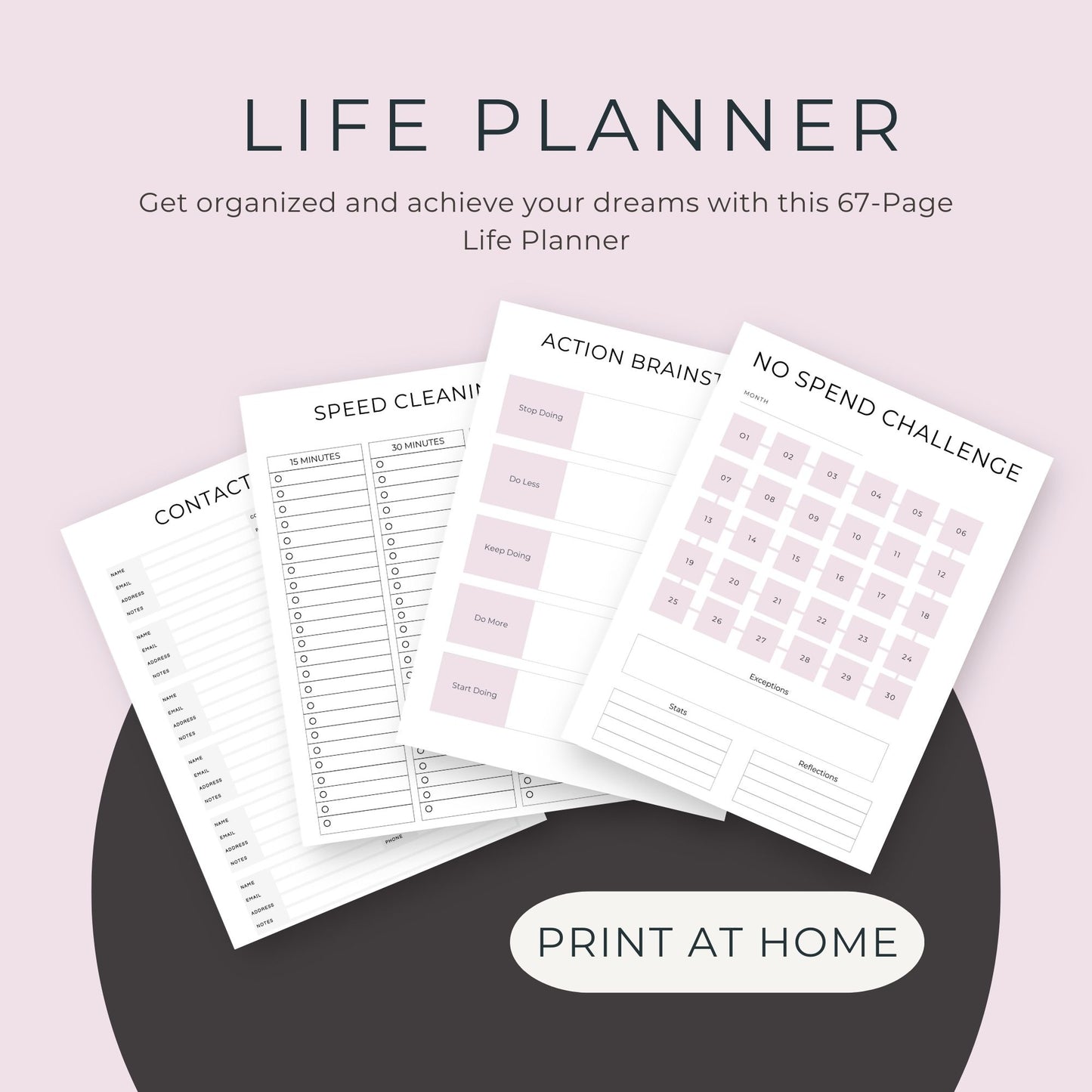 67-Page Life Planner: Goal Setting, Daily Organization, Finance & Wellness Printables