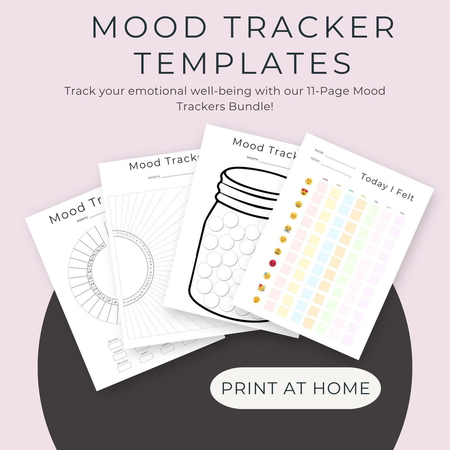 11-Page Mood Trackers Bundle: Mood, Stress, and Anxiety Tracking Templates