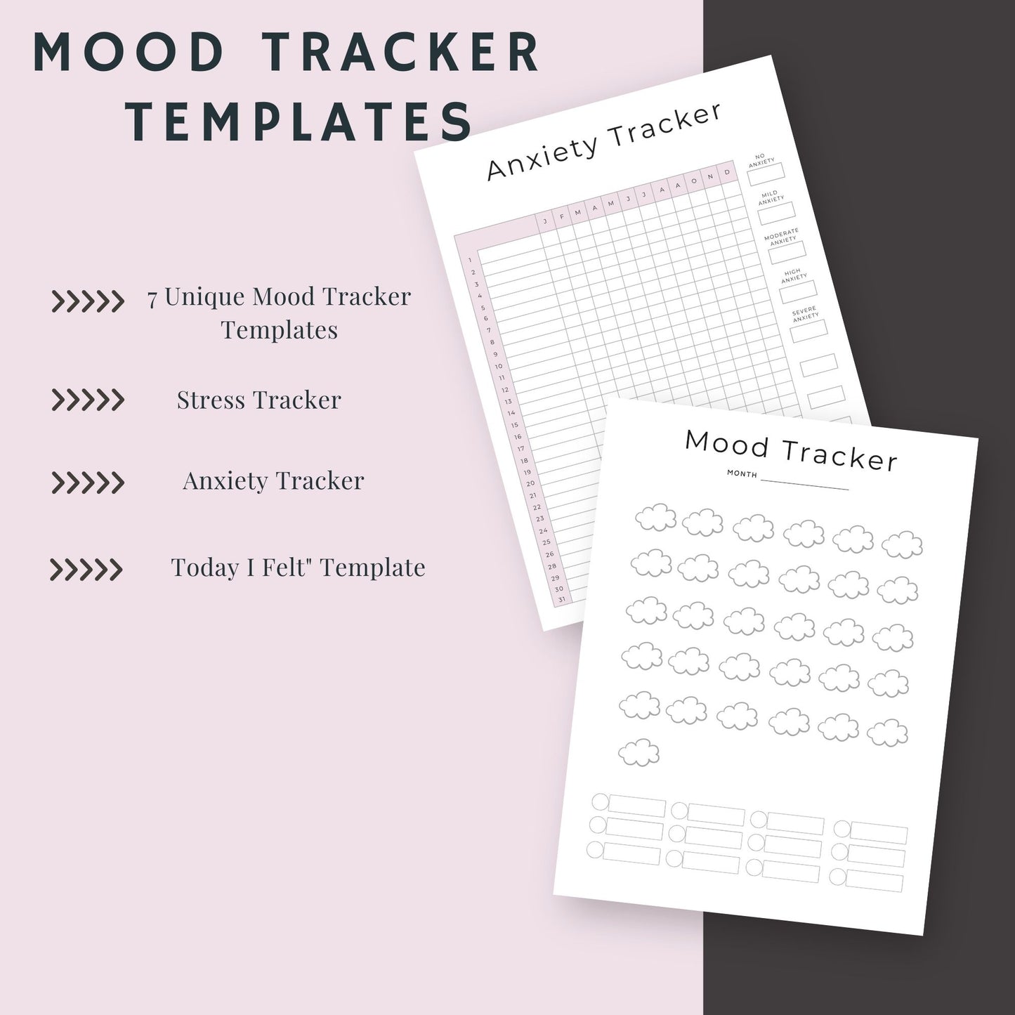 11-Page Mood Trackers Bundle: Mood, Stress, and Anxiety Tracking Templates