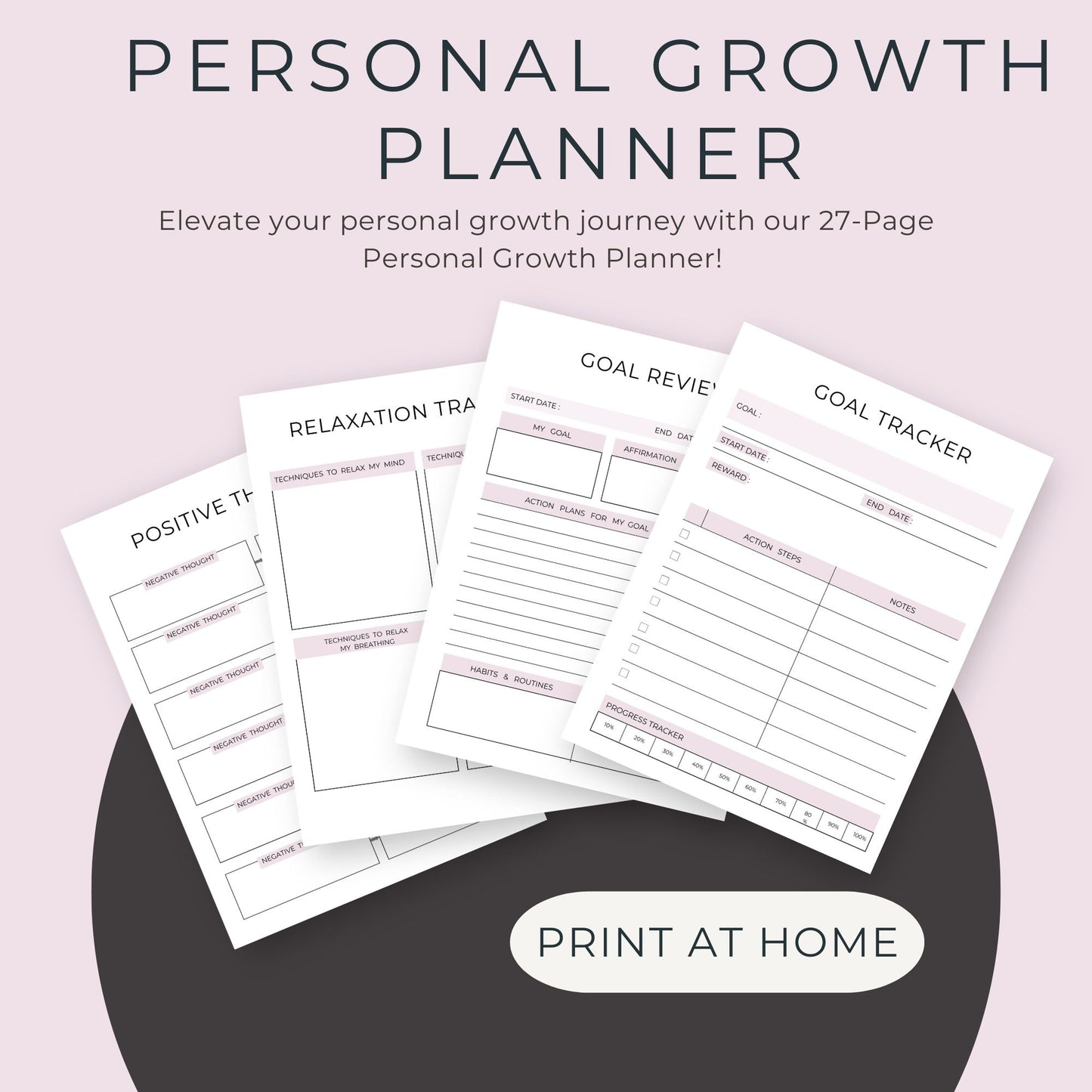 27-Page Personal Growth Planner: Goal Setting, Reflection & Mindset Tools