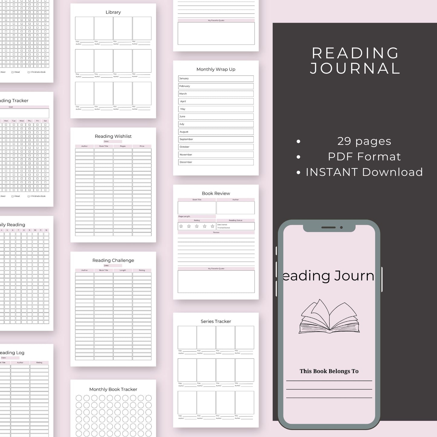 Reading Journal – 29-Page Planner for Book Lovers & Reading Goals