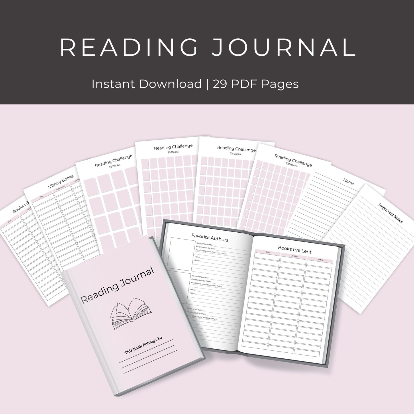 Reading Journal – 29-Page Planner for Book Lovers & Reading Goals