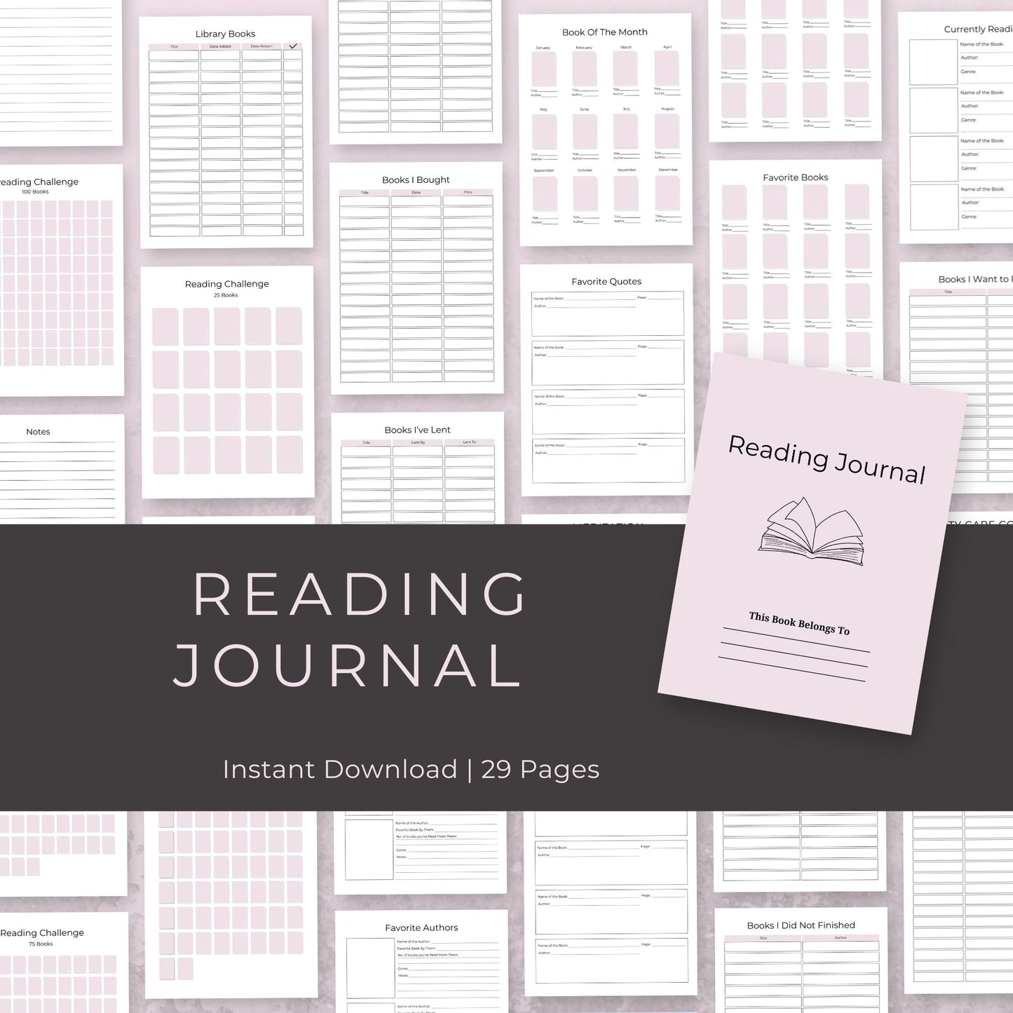 Reading Journal – 29-Page Planner for Book Lovers & Reading Goals