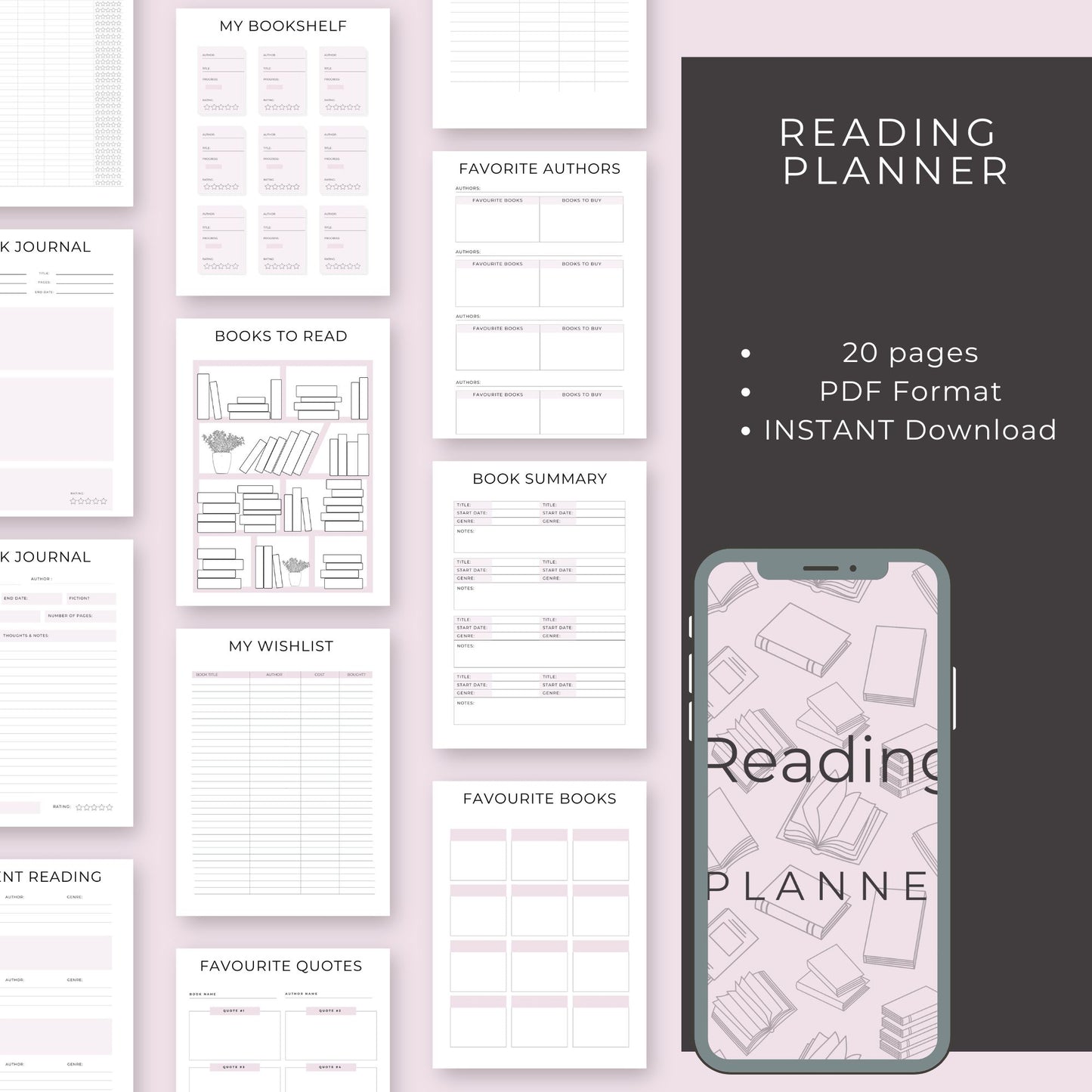 Reading Planner – 20-Page Guided Journal for Book Lovers & Reading Goals