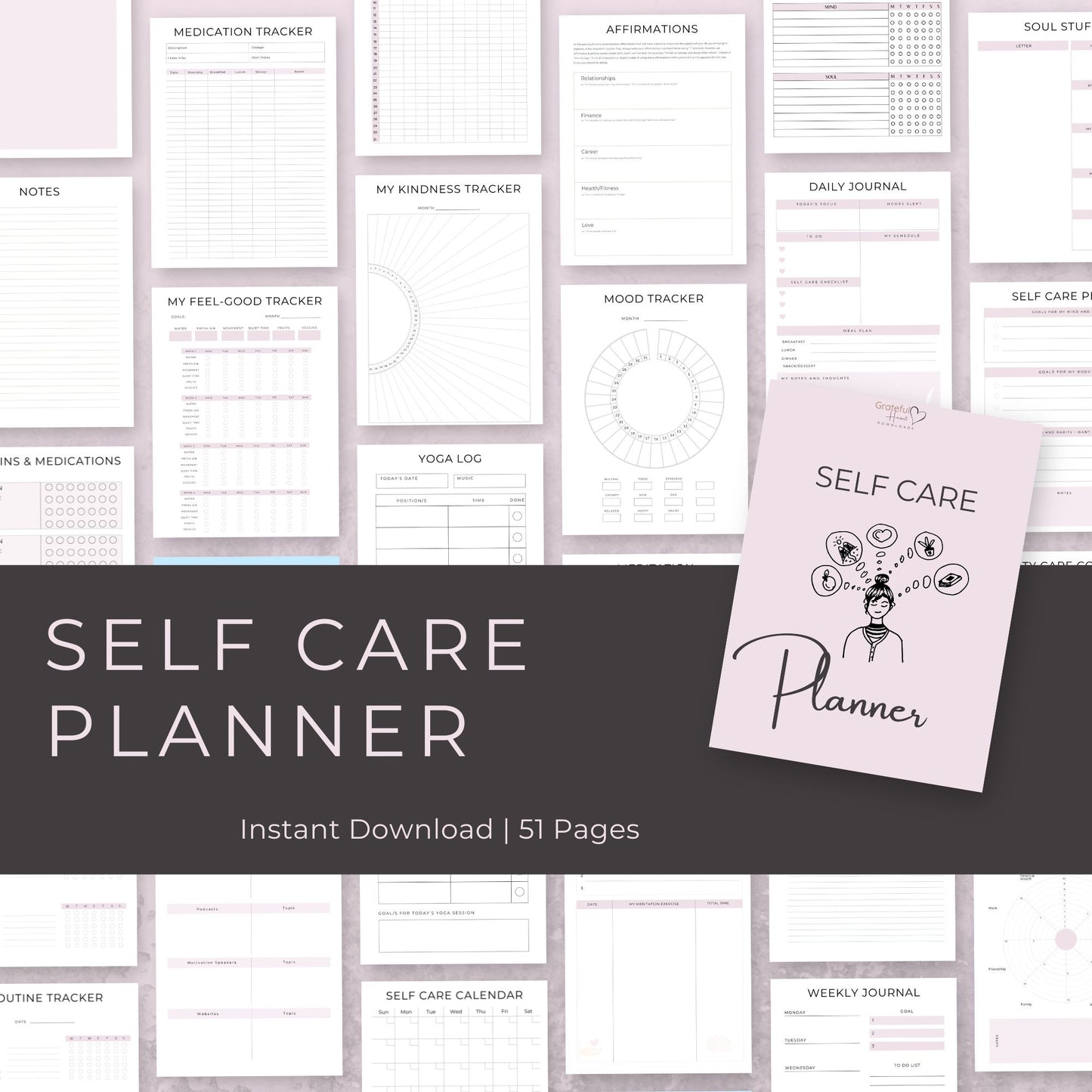 51-Page Self-Care Planner: Beauty, Wellness, & Life Organization Printables