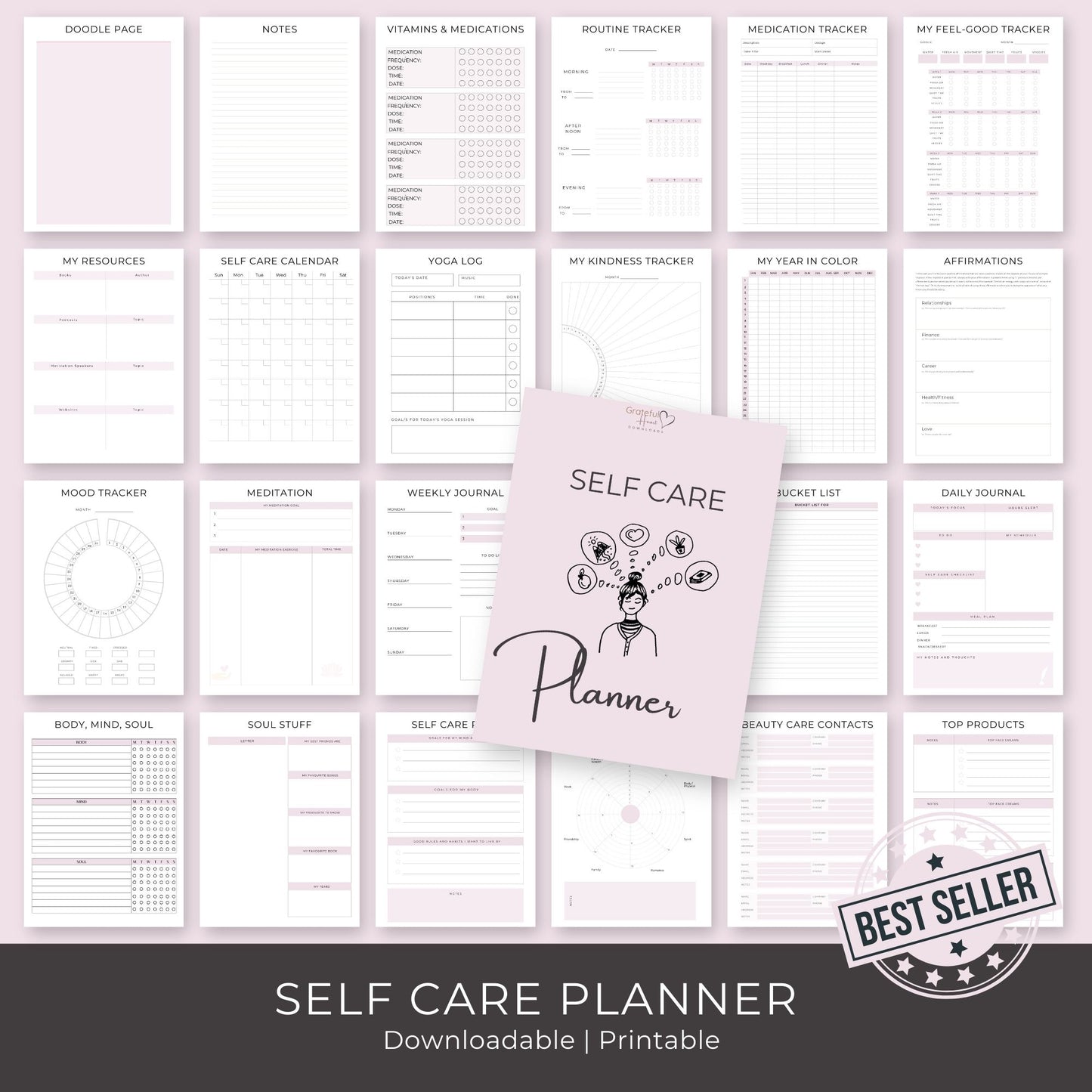 51-Page Self-Care Planner: Beauty, Wellness, & Life Organization Printables