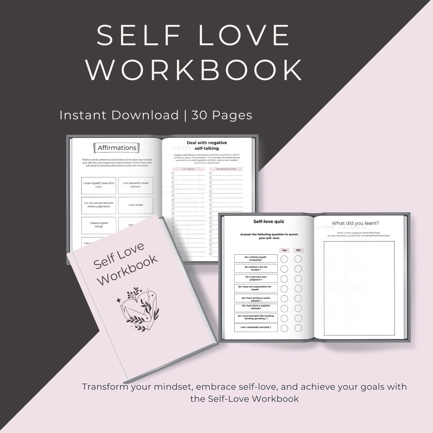 Self-Love Workbook – 30-Page Journal for Growth, Confidence & Goal Setting