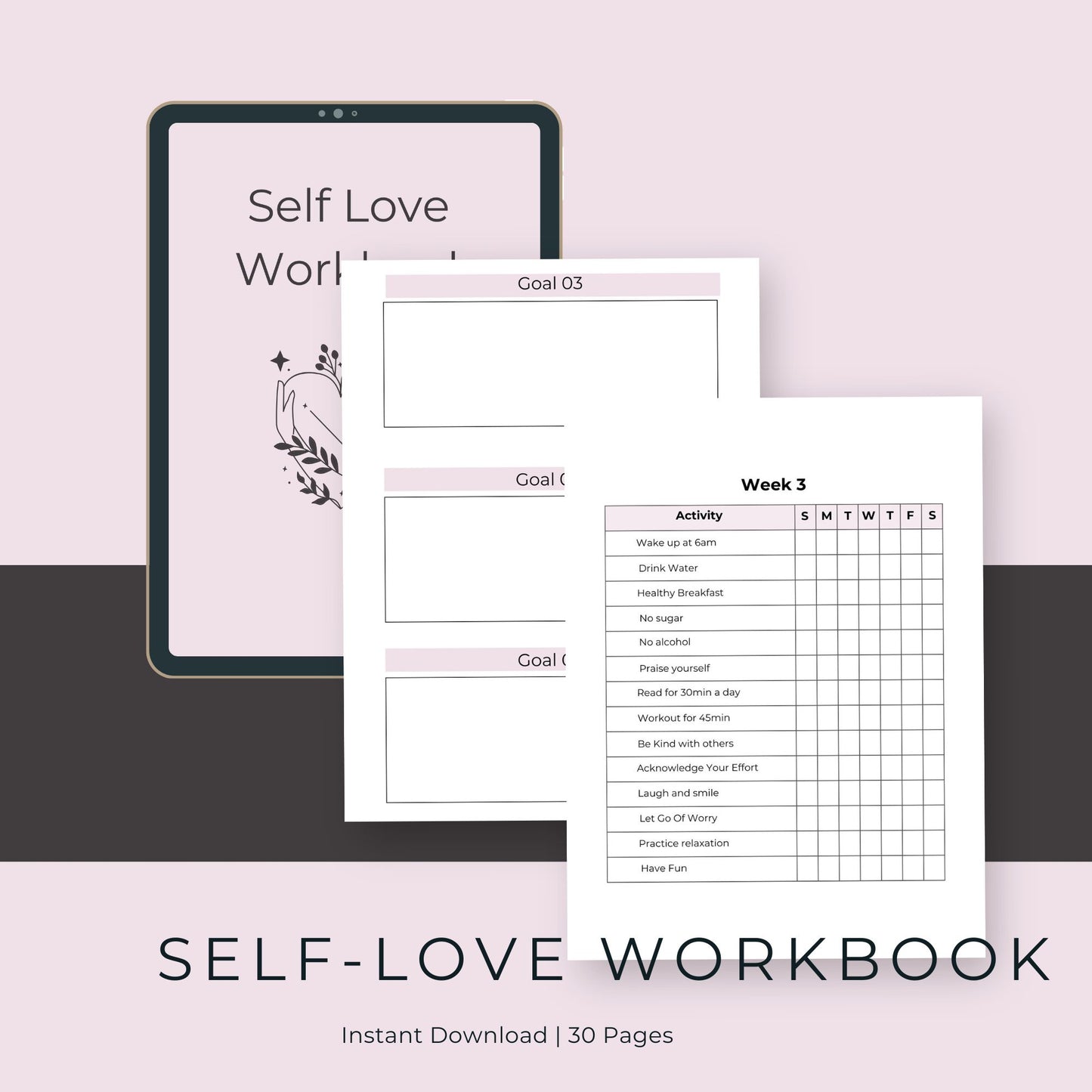 Self-Love Workbook – 30-Page Journal for Growth, Confidence & Goal Setting