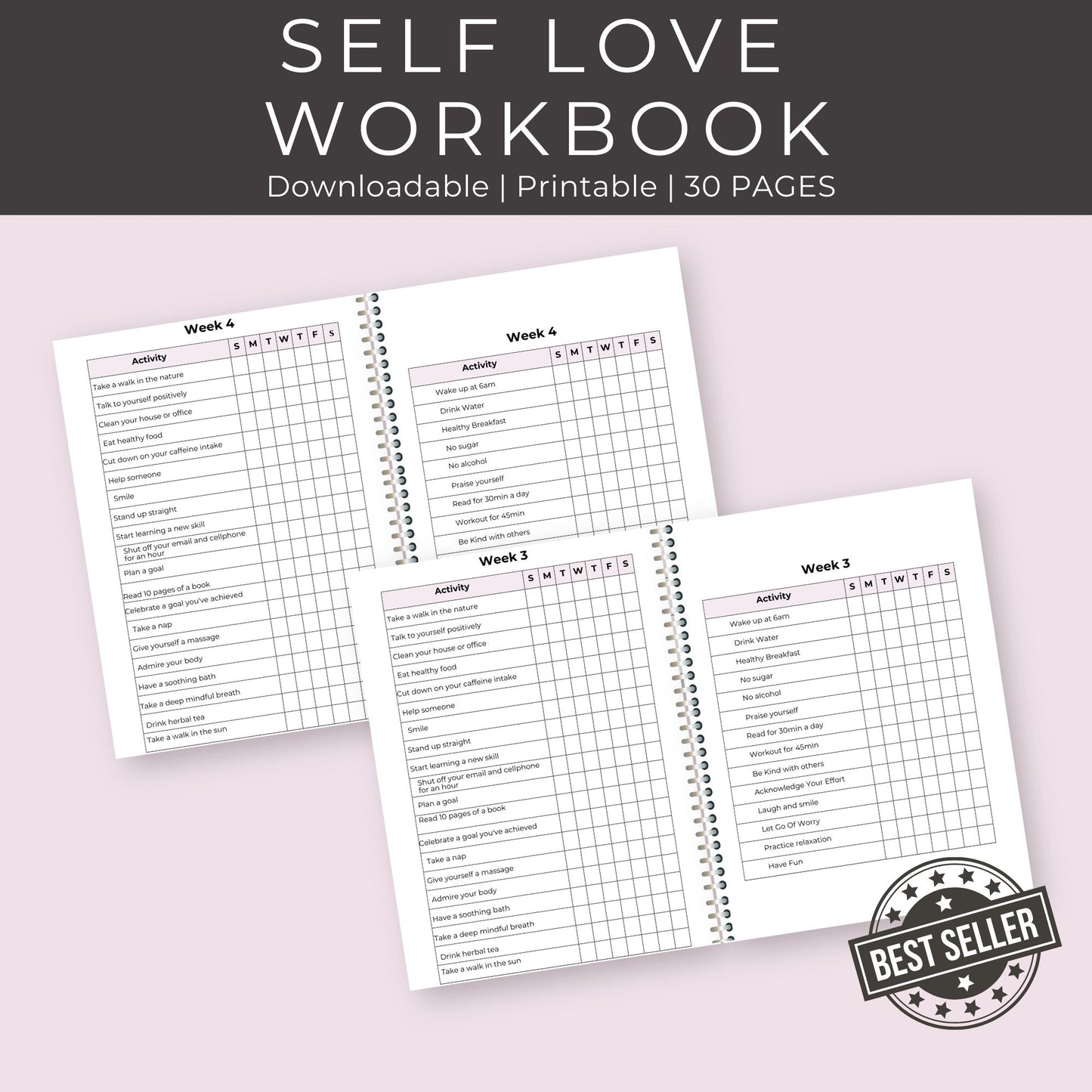 Self-Love Workbook – 30-Page Journal for Growth, Confidence & Goal Setting