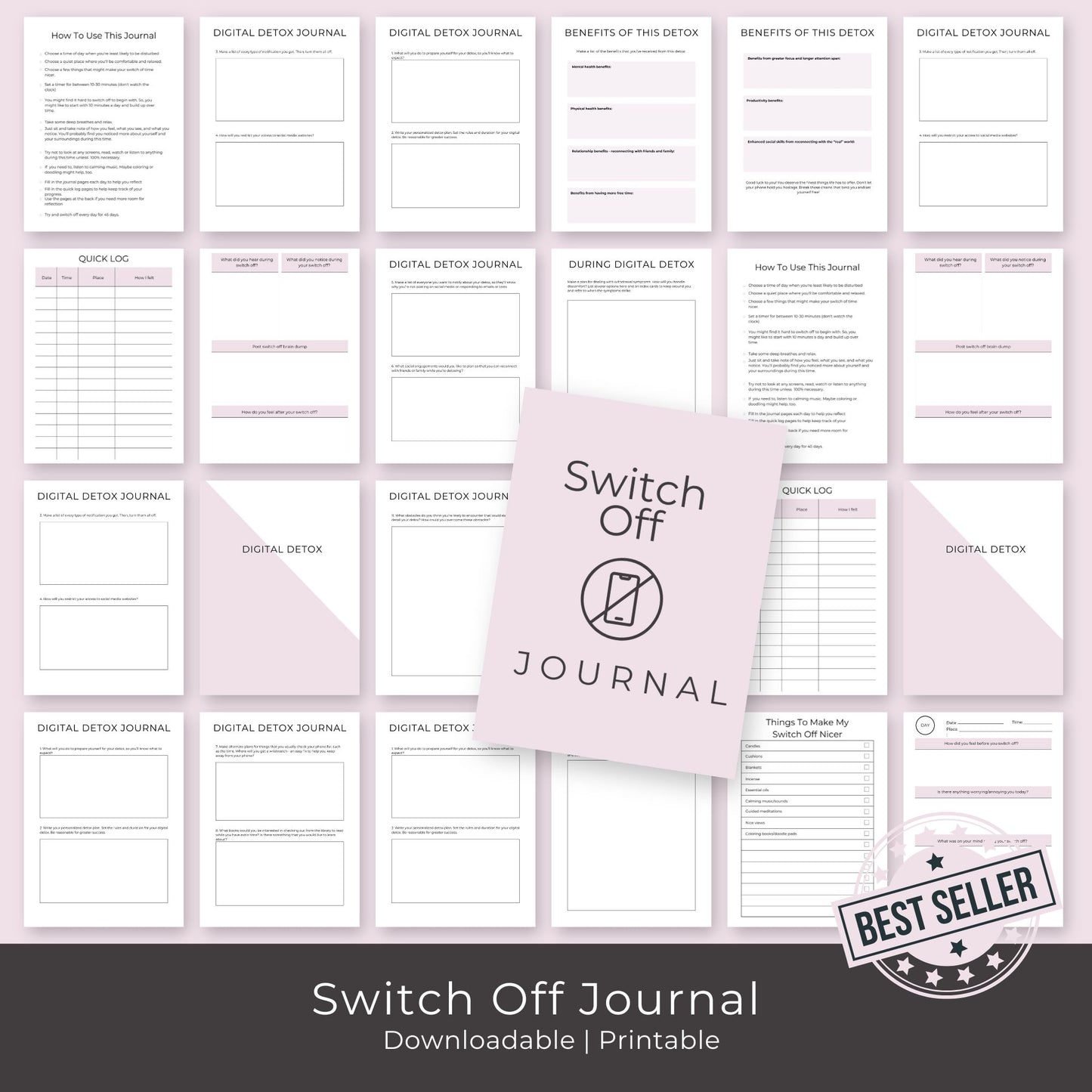 Switch Off Journal – 18-Page Digital Detox & Mindfulness Planner