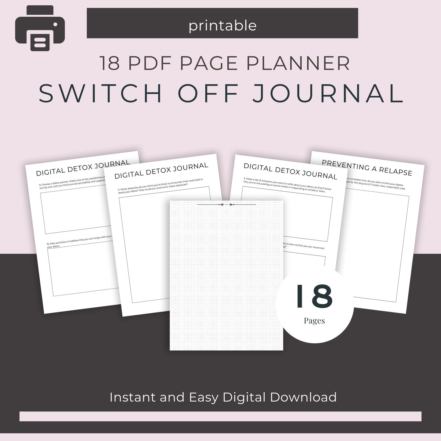 Switch Off Journal – 18-Page Digital Detox & Mindfulness Planner